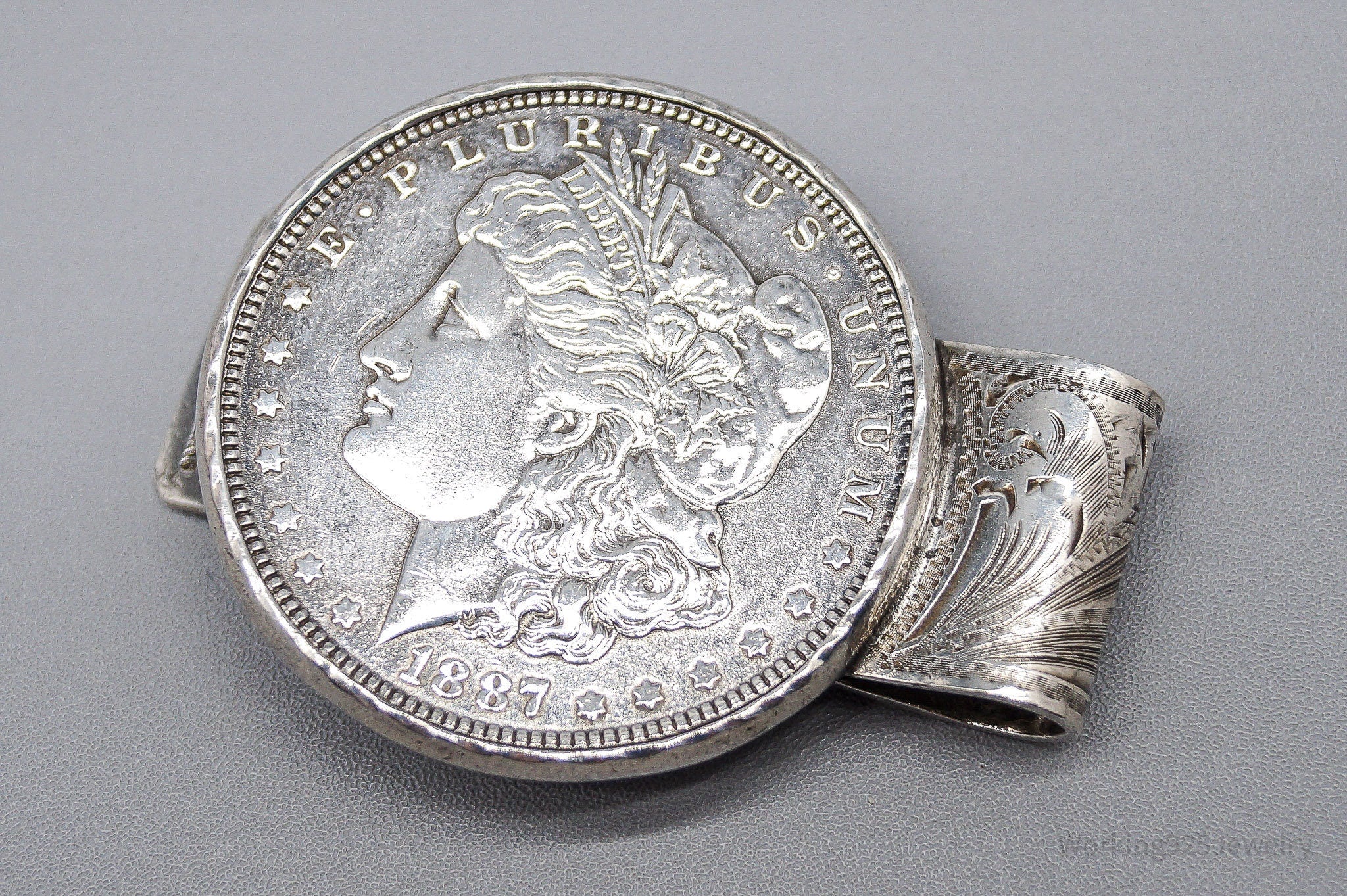Antique 1887 Morgan Silver Dollar Coin Morgan Smith Navajo Sterling Silver Money Clip