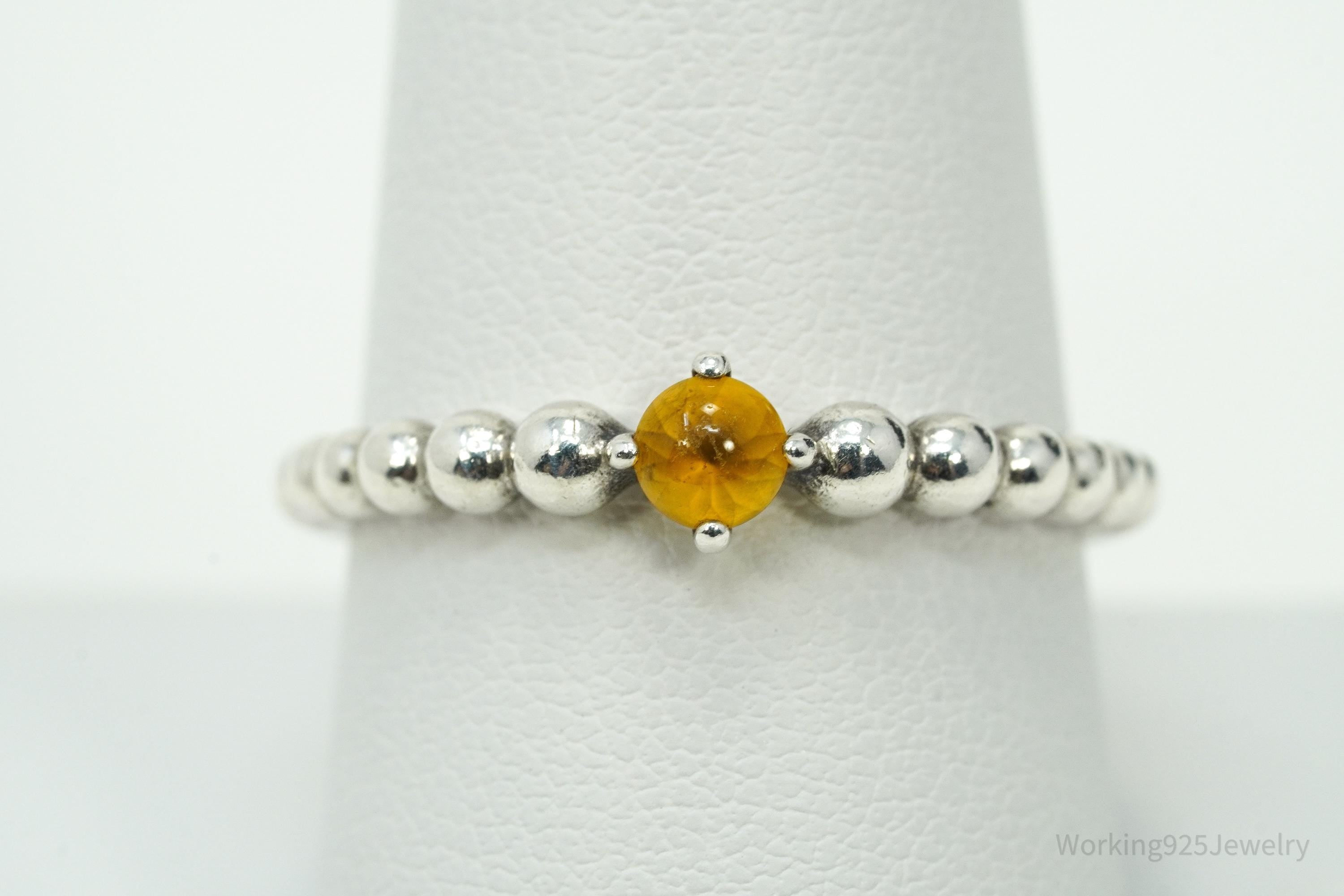 Designer Pandora Retired Honey Topaz Sterling Silver Ring - Size 9