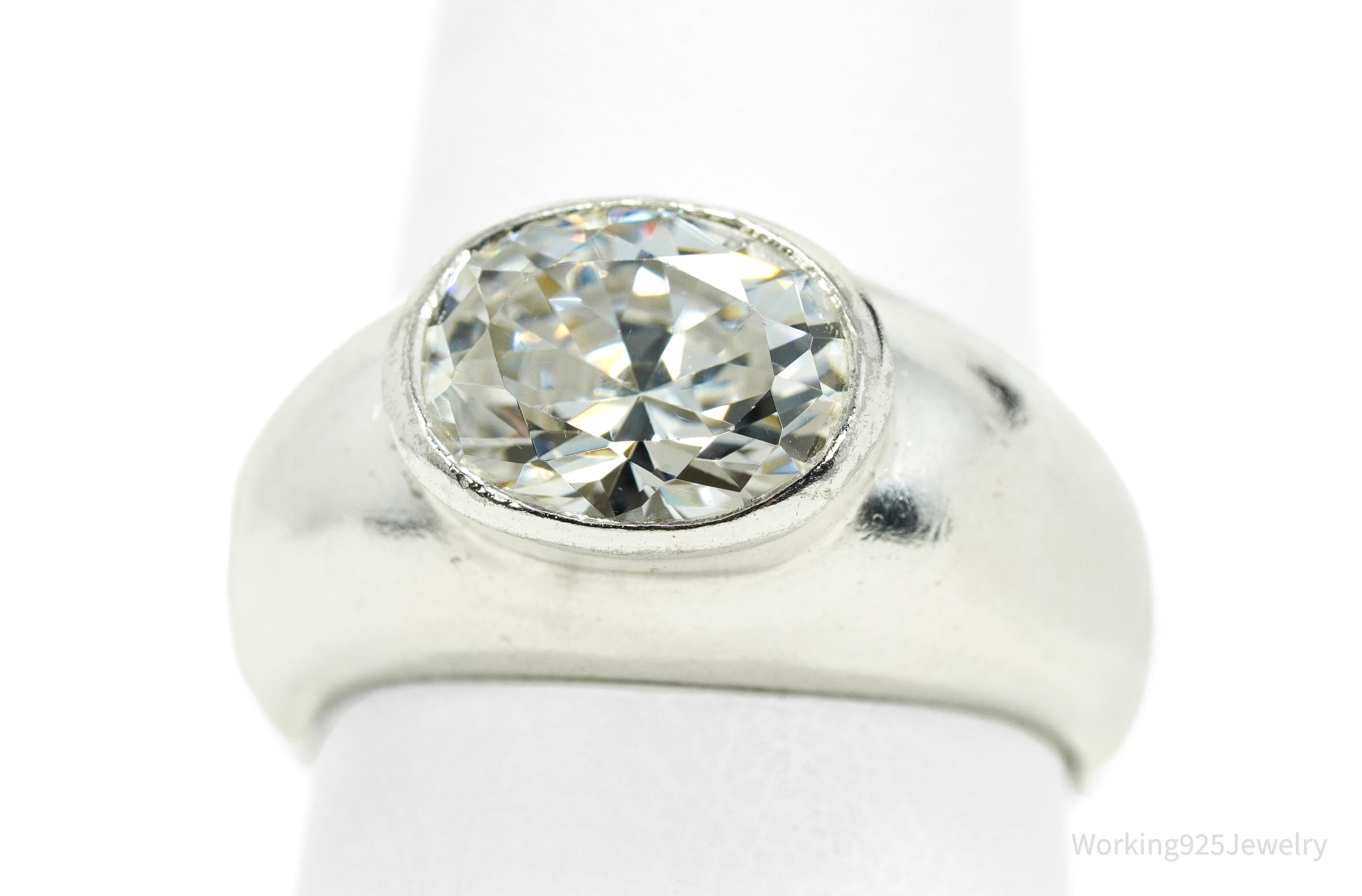 Vintage Cubic Zirconia Sterling Silver Ring - Size 7.75