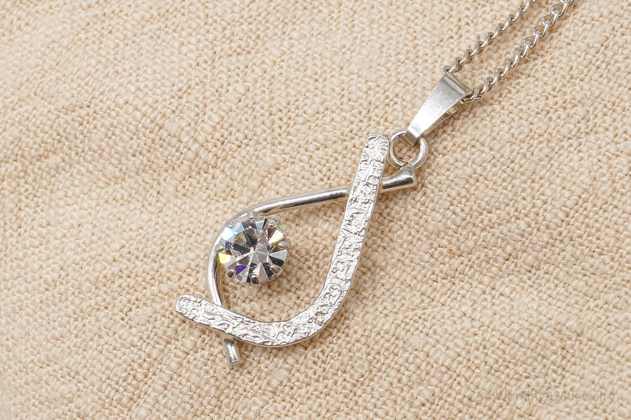 Rare Antique Modernist European Rhinestone 835 Silver Chain Necklace 17"'