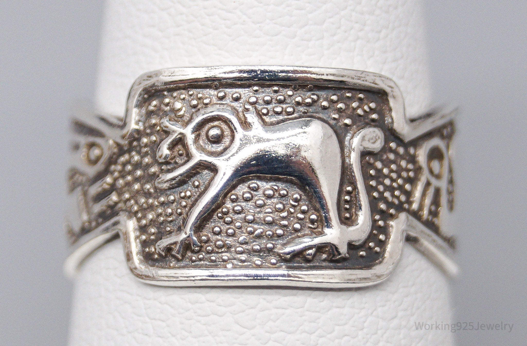 Vintage Tribal Sterling Silver Ring Size 7 Adjustable