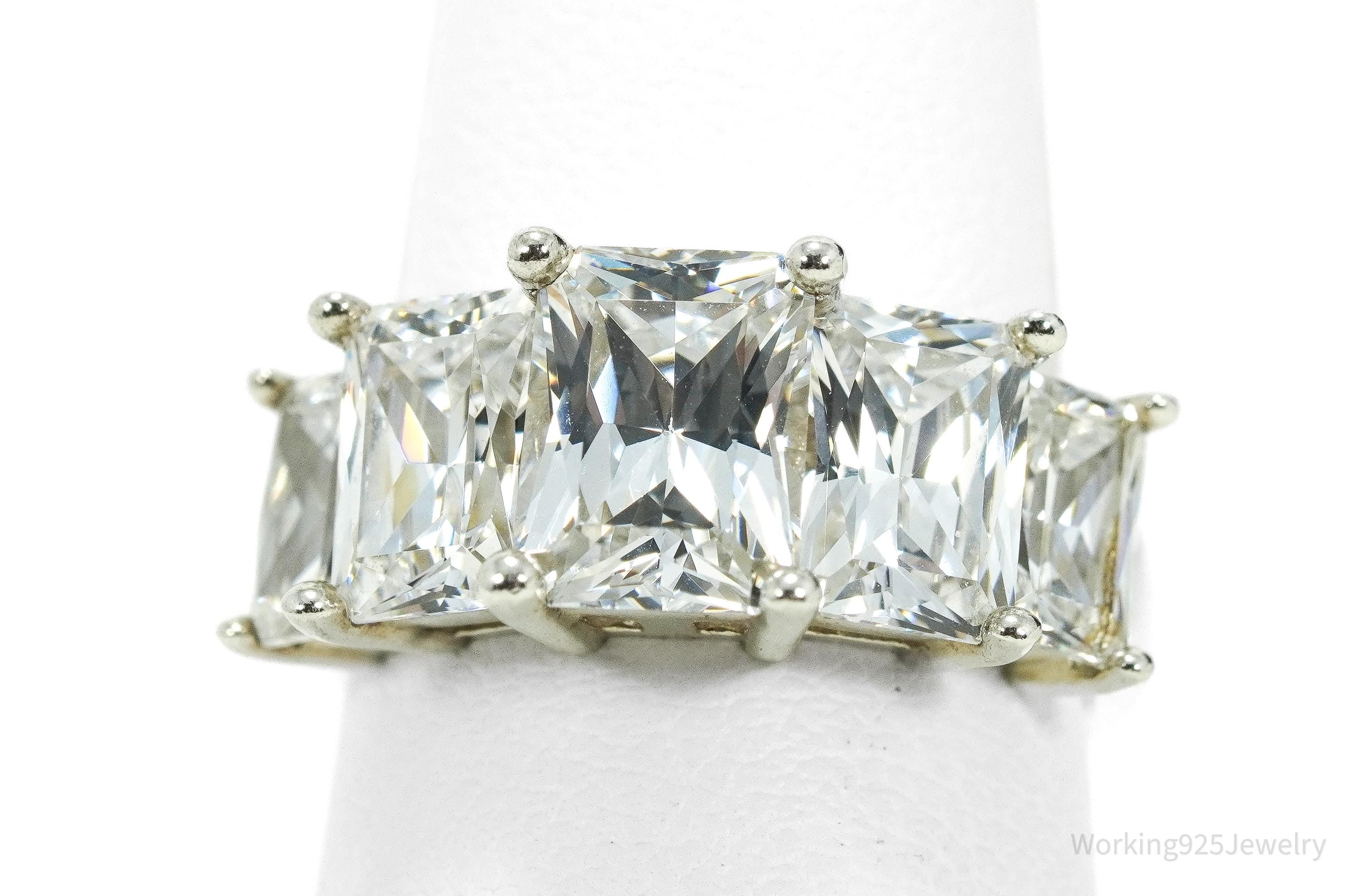 Vintage Diamonique Cubic Zirconia Sterling Silver Ring - Size 5.25