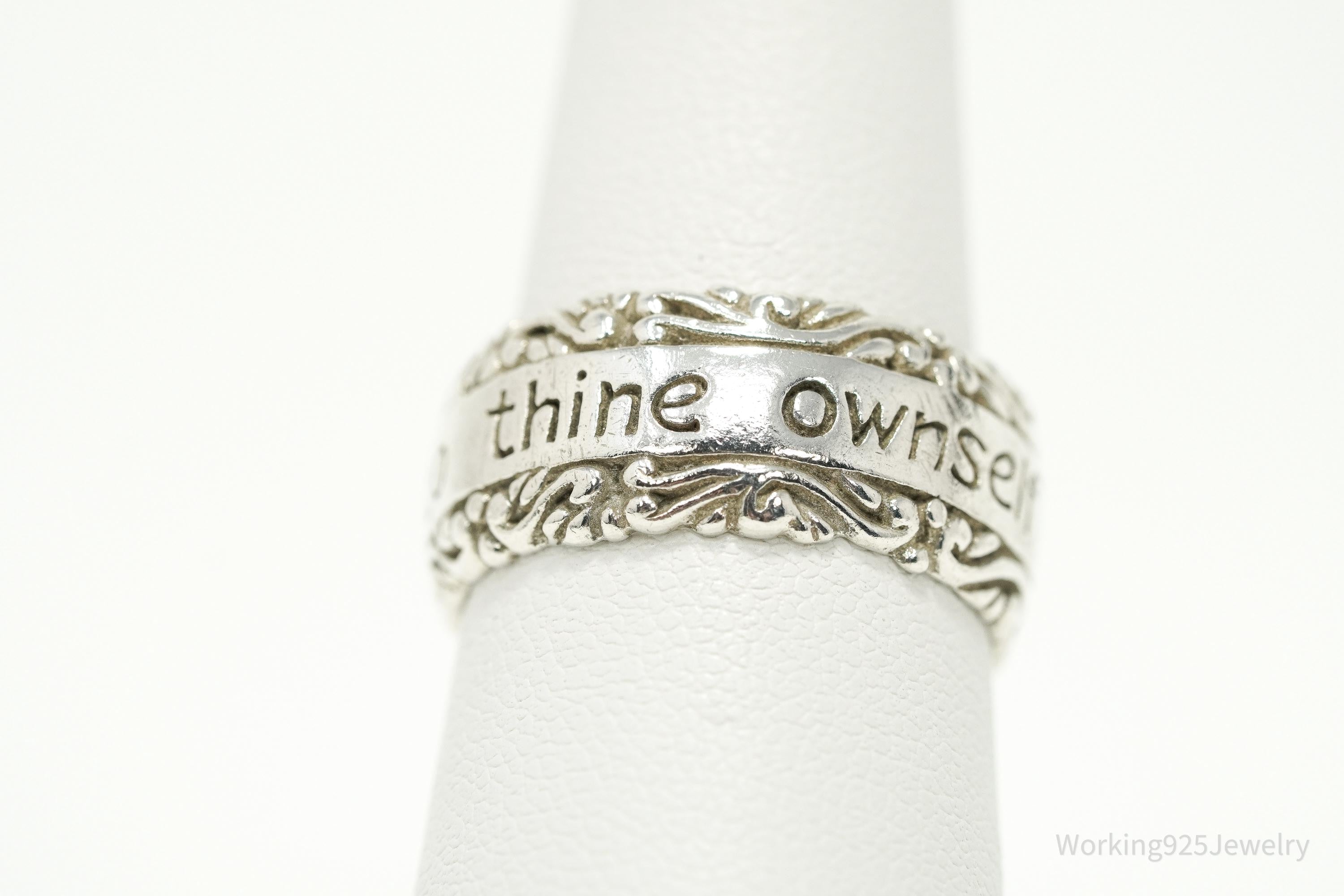 Vintage "To Thine Own Self Be True" Quote Sterling Silver Ring - Size 7.75
