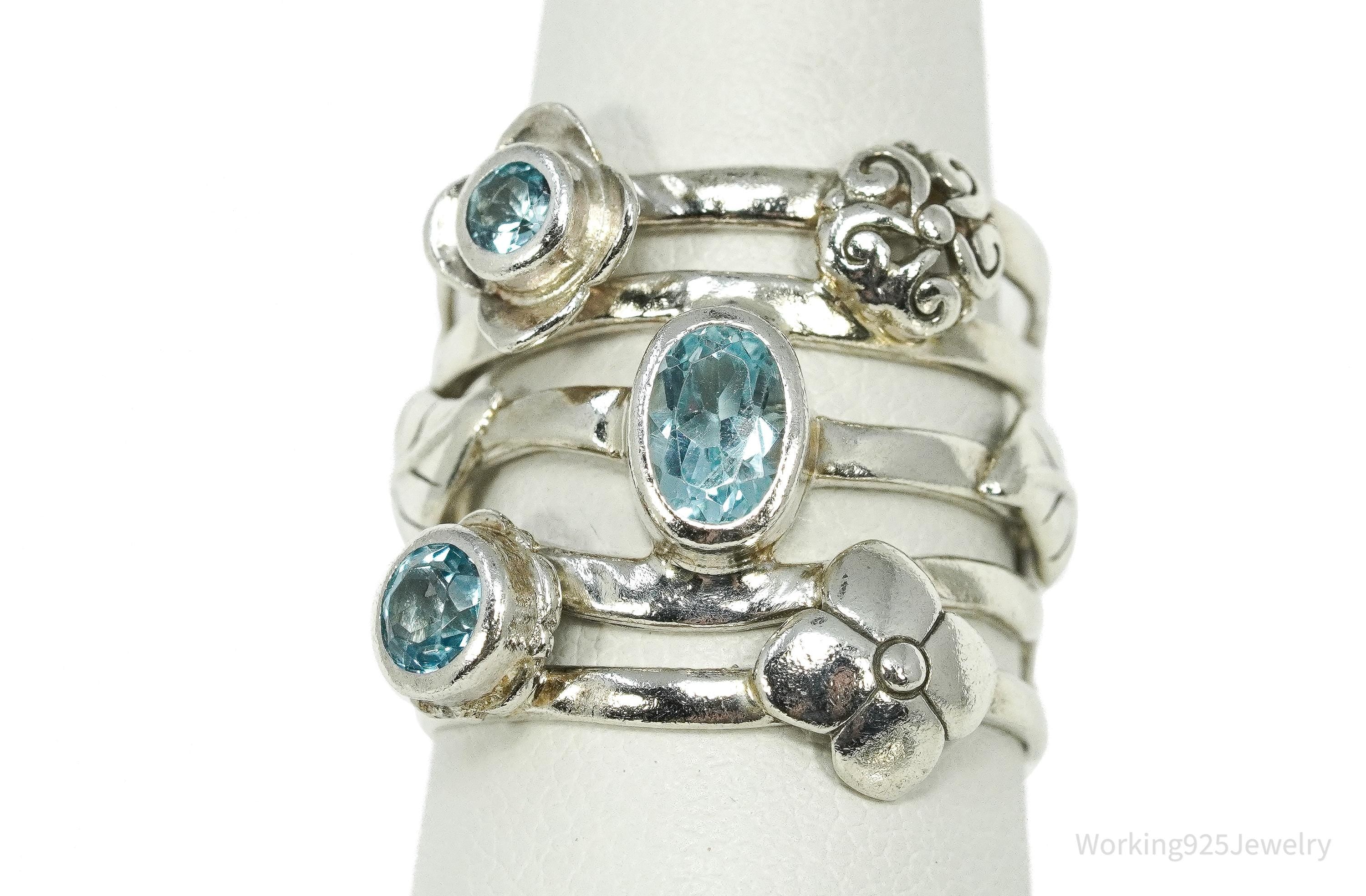 Vintage Janice Girardi Blue Topaz Sterling Silver Ring - Size 6.25