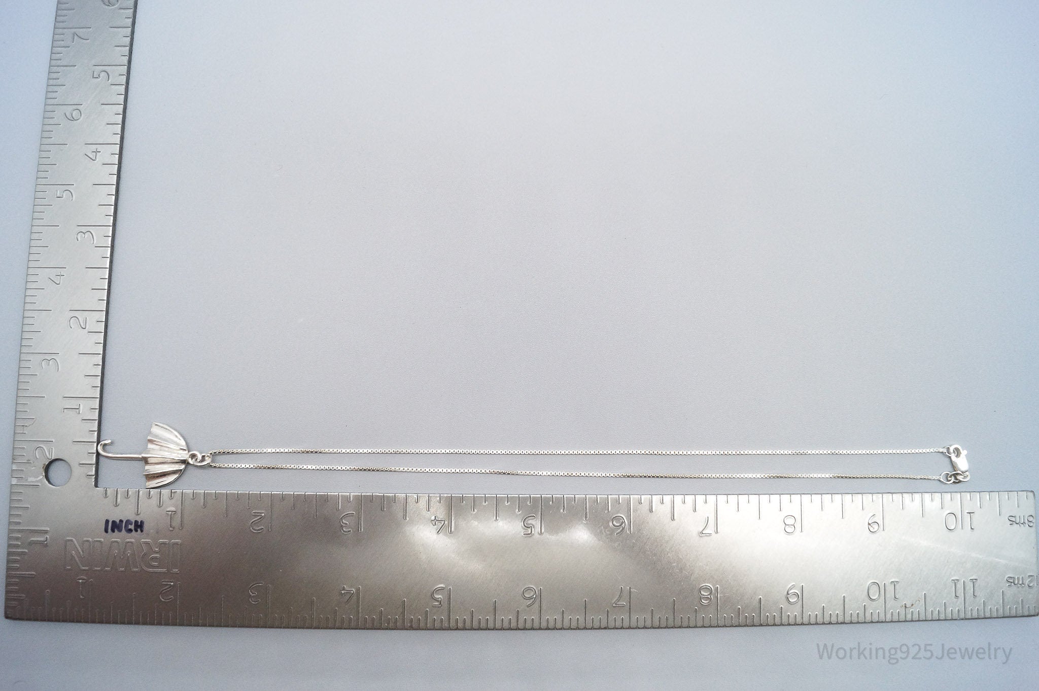 Vintage Handmade Modernist Umbrella Sterling Silver Necklace 18"
