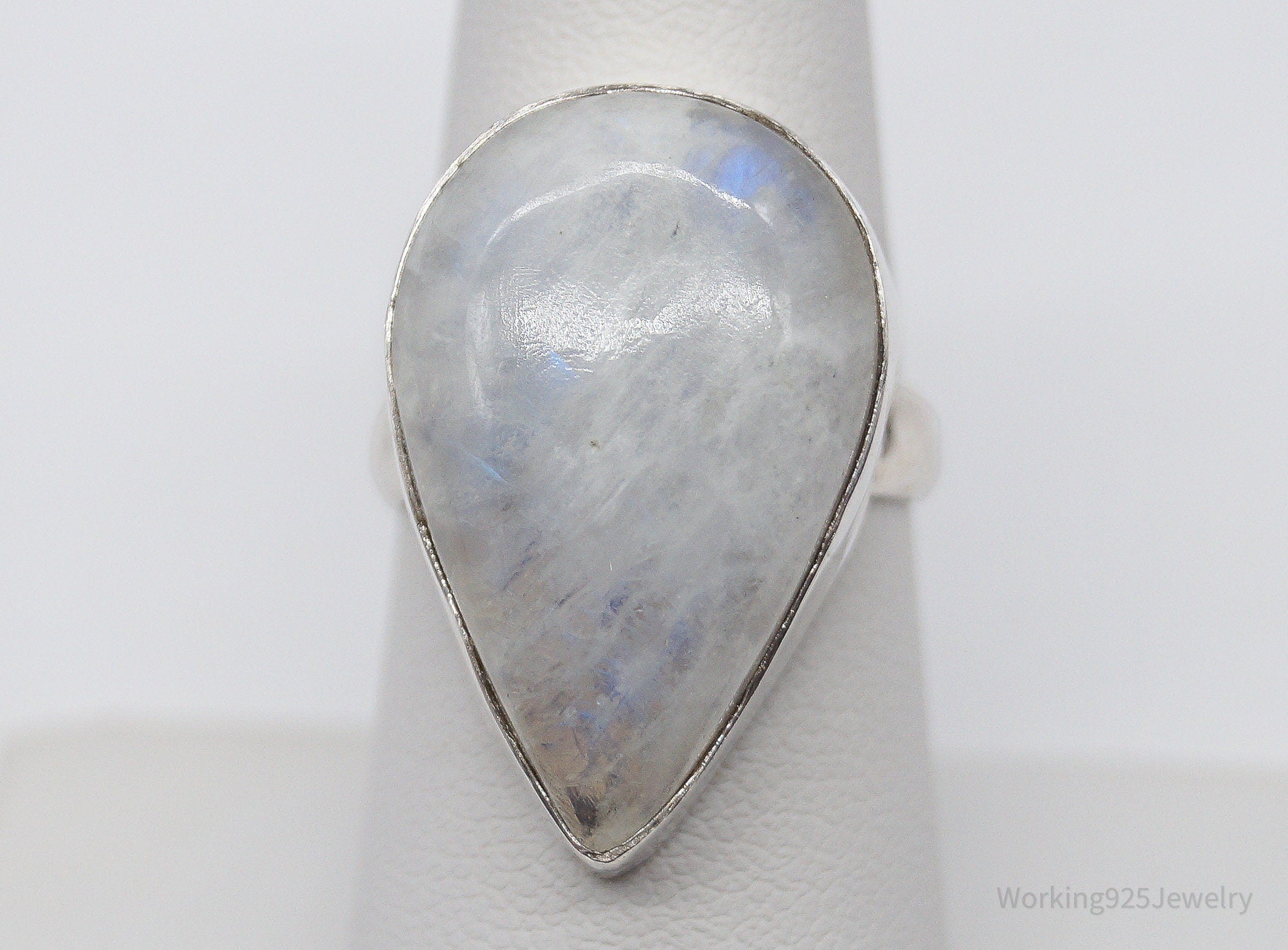 Vintage Large Moonstone Sterling Silver Ring - Size 7