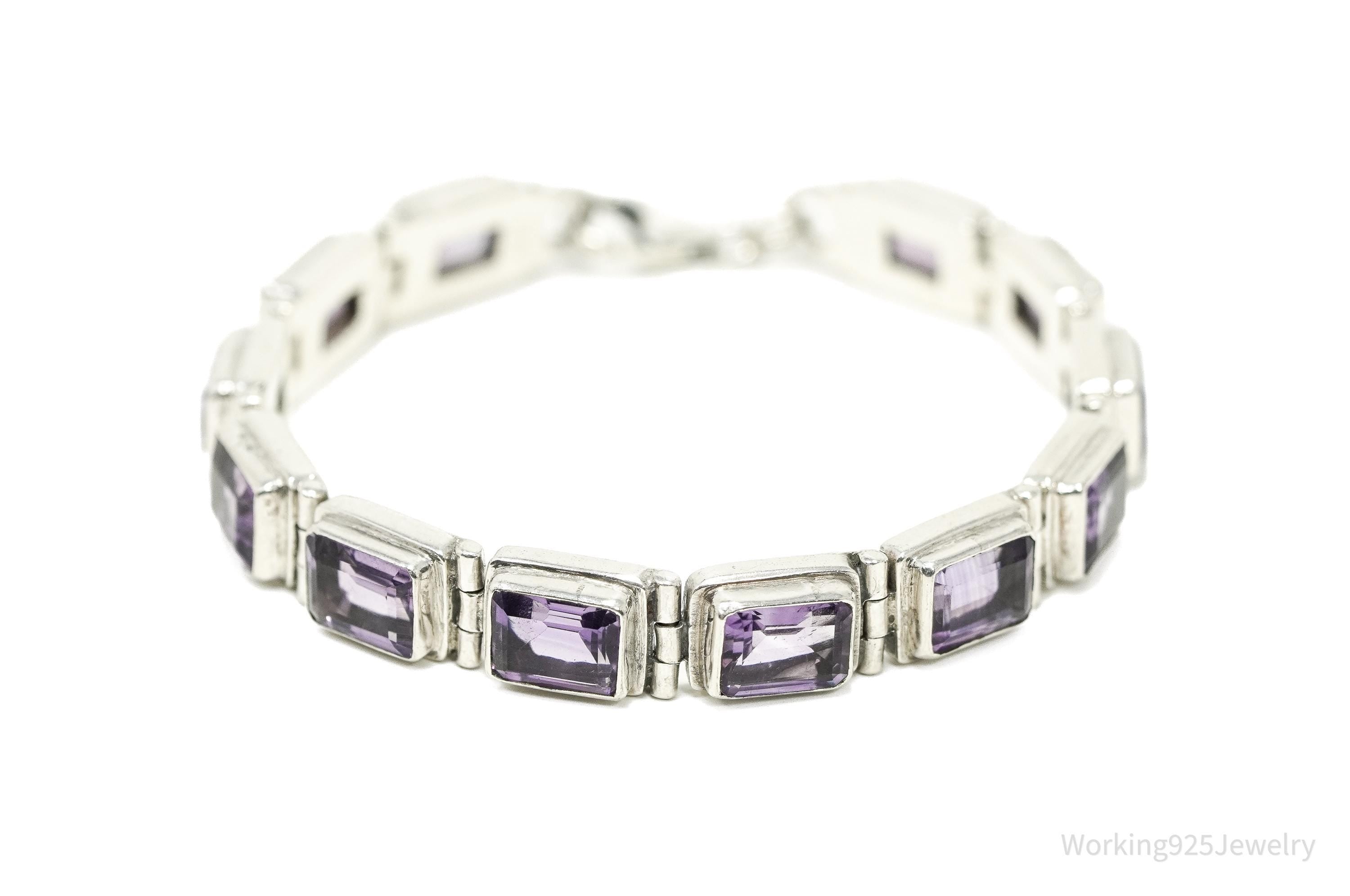 Vintage Purple Amethyst Sterling Silver Bracelet - 7 3/8"