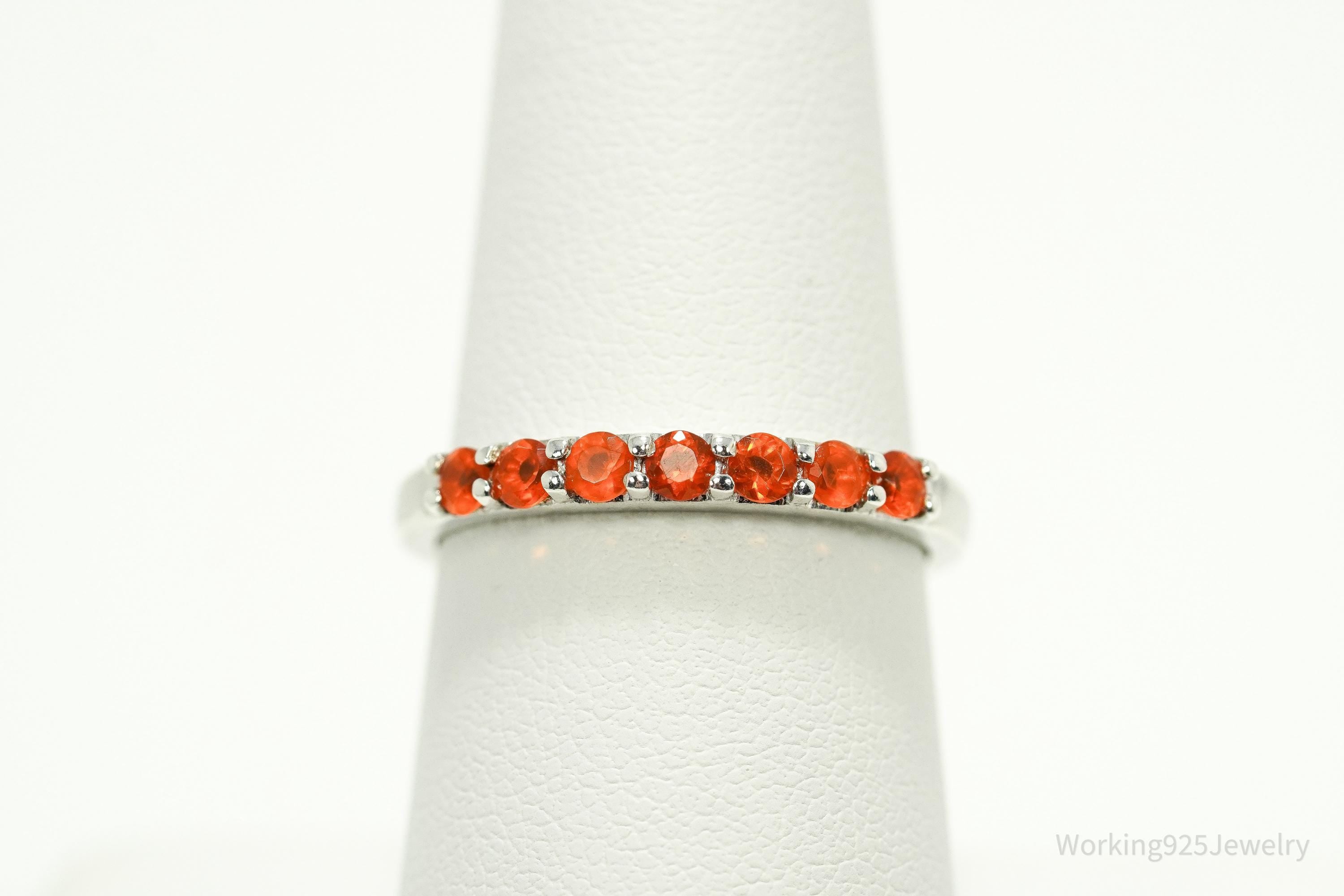 Vintage Orange Fire Opal Sterling Silver Ring - Size 8