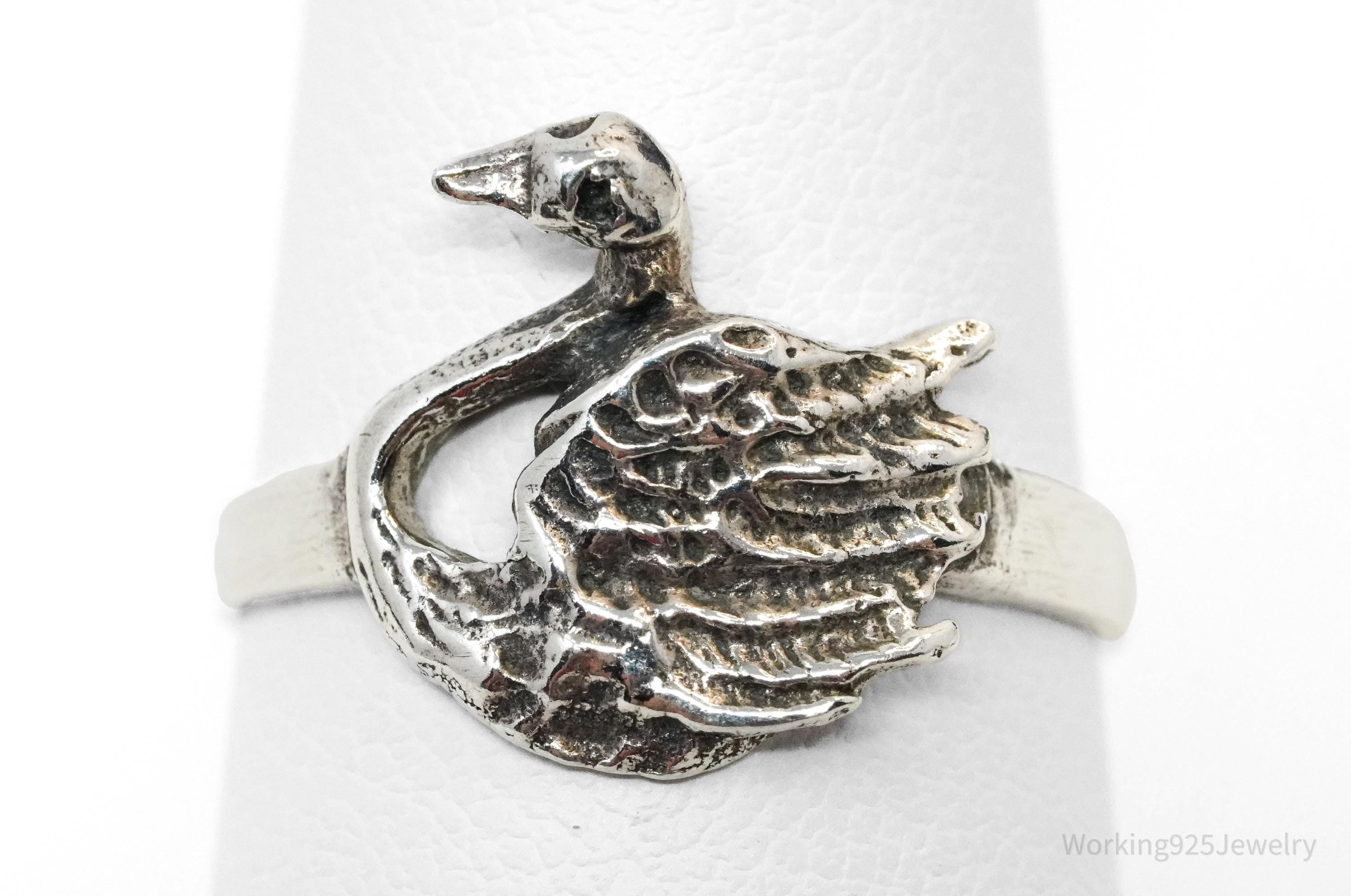 Vintage Swan Sterling Silver Ring - Size 7