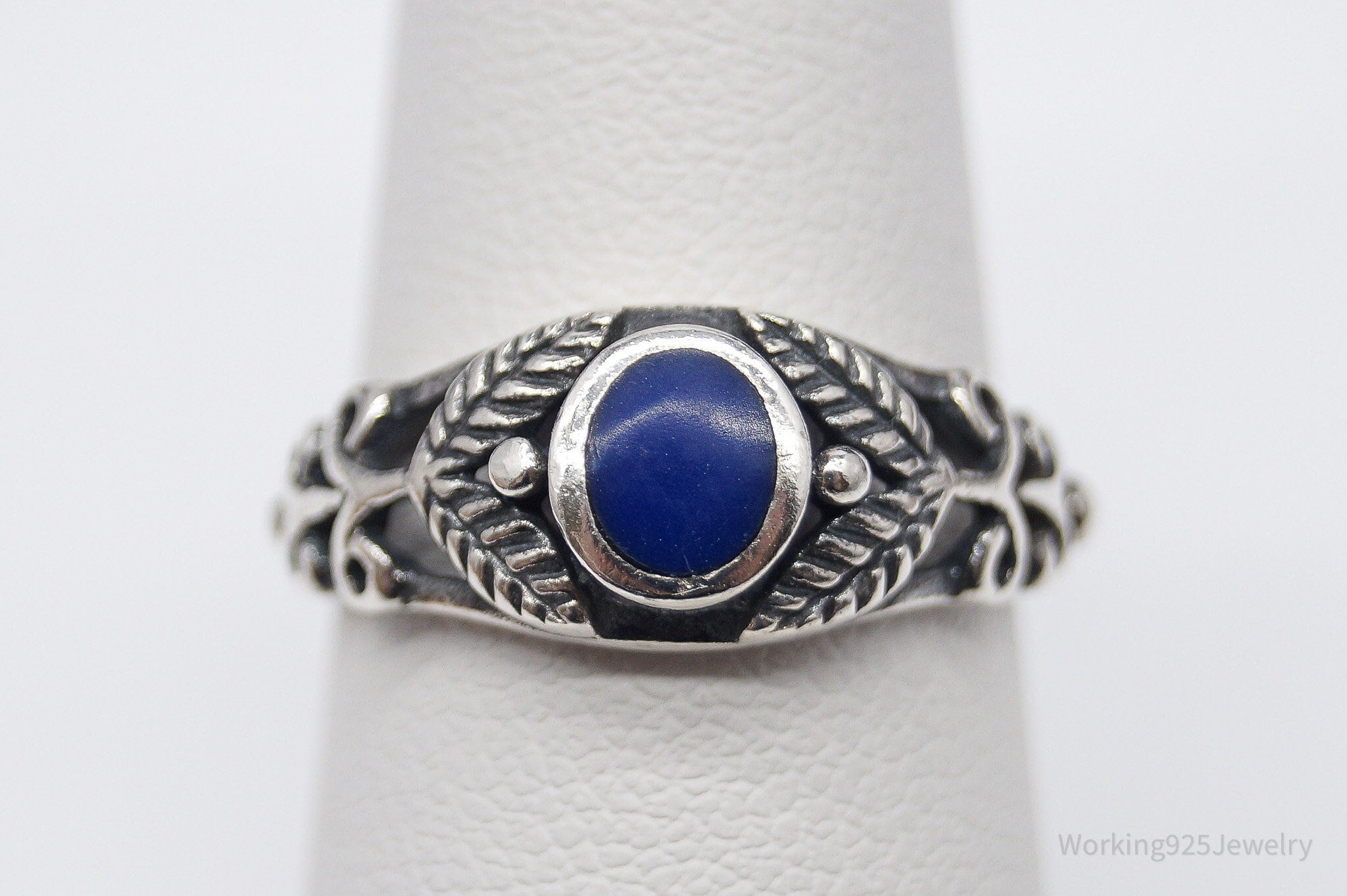 Vintage Lapis Lazuli Sterling Silver Ring - Size 6.75