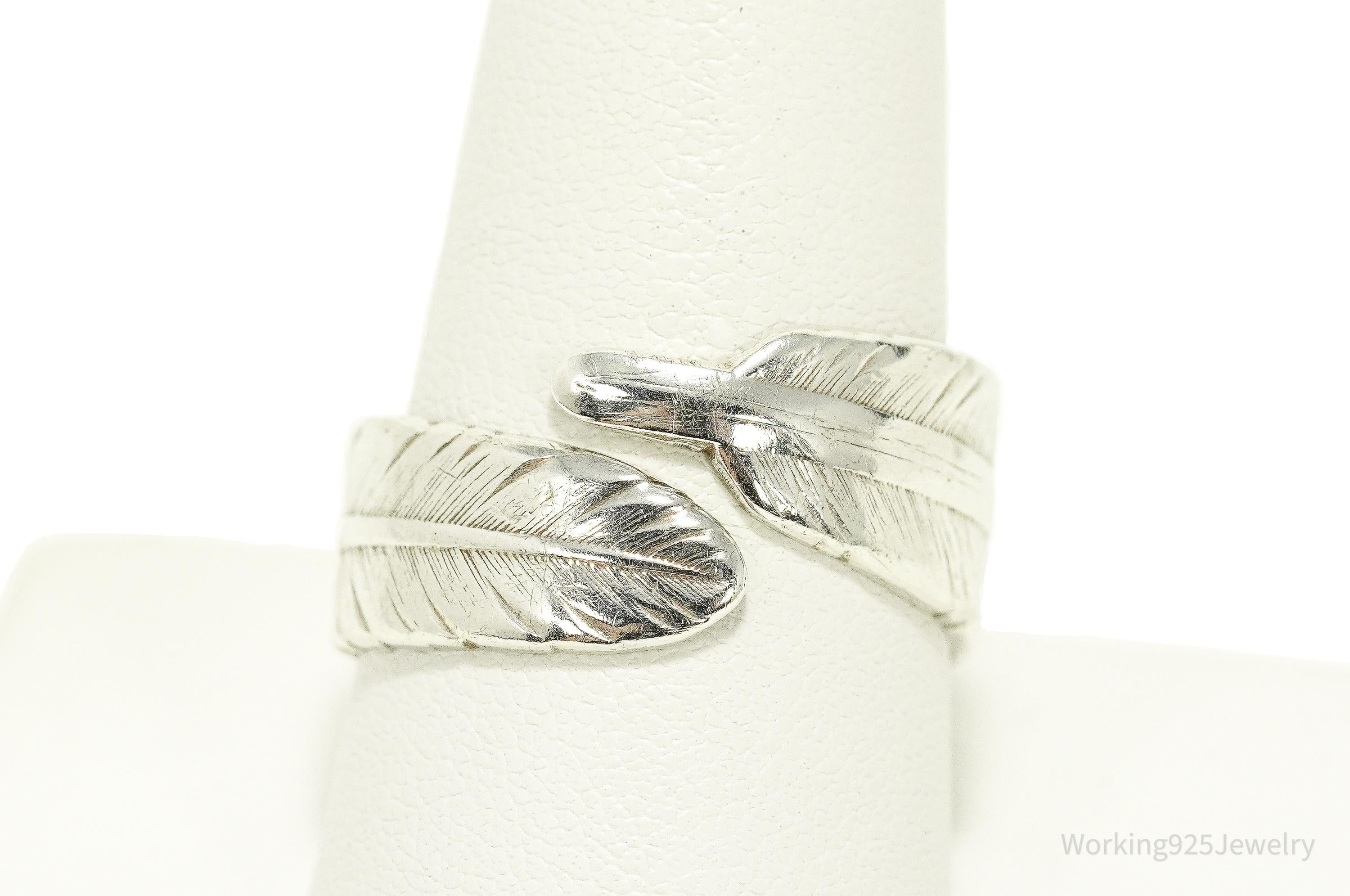 Vintage Feather Wrap Sterling Silver Ring - Size 10.5