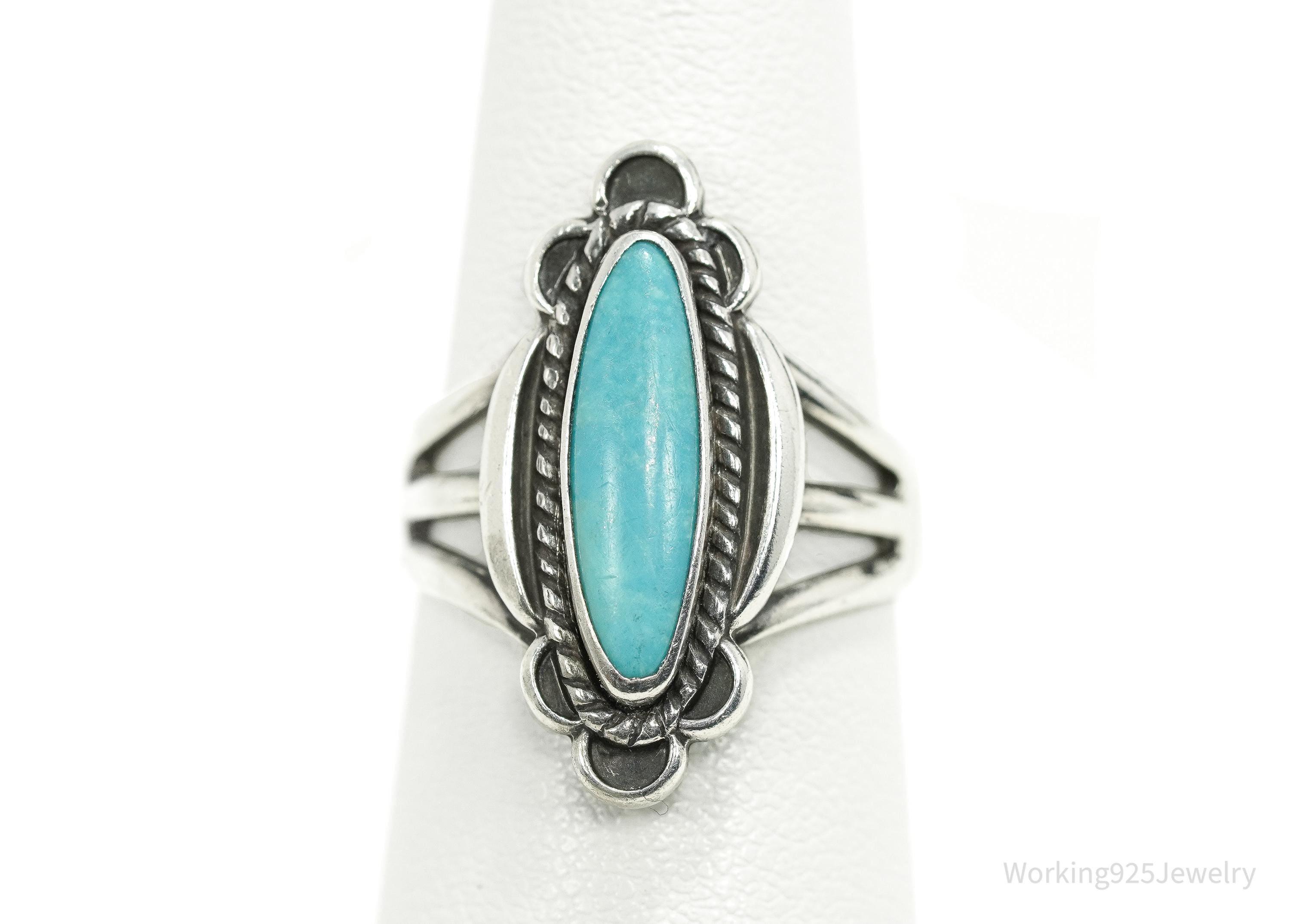 Vintage Native American Turquoise Sterling Silver Ring - Size 5.75
