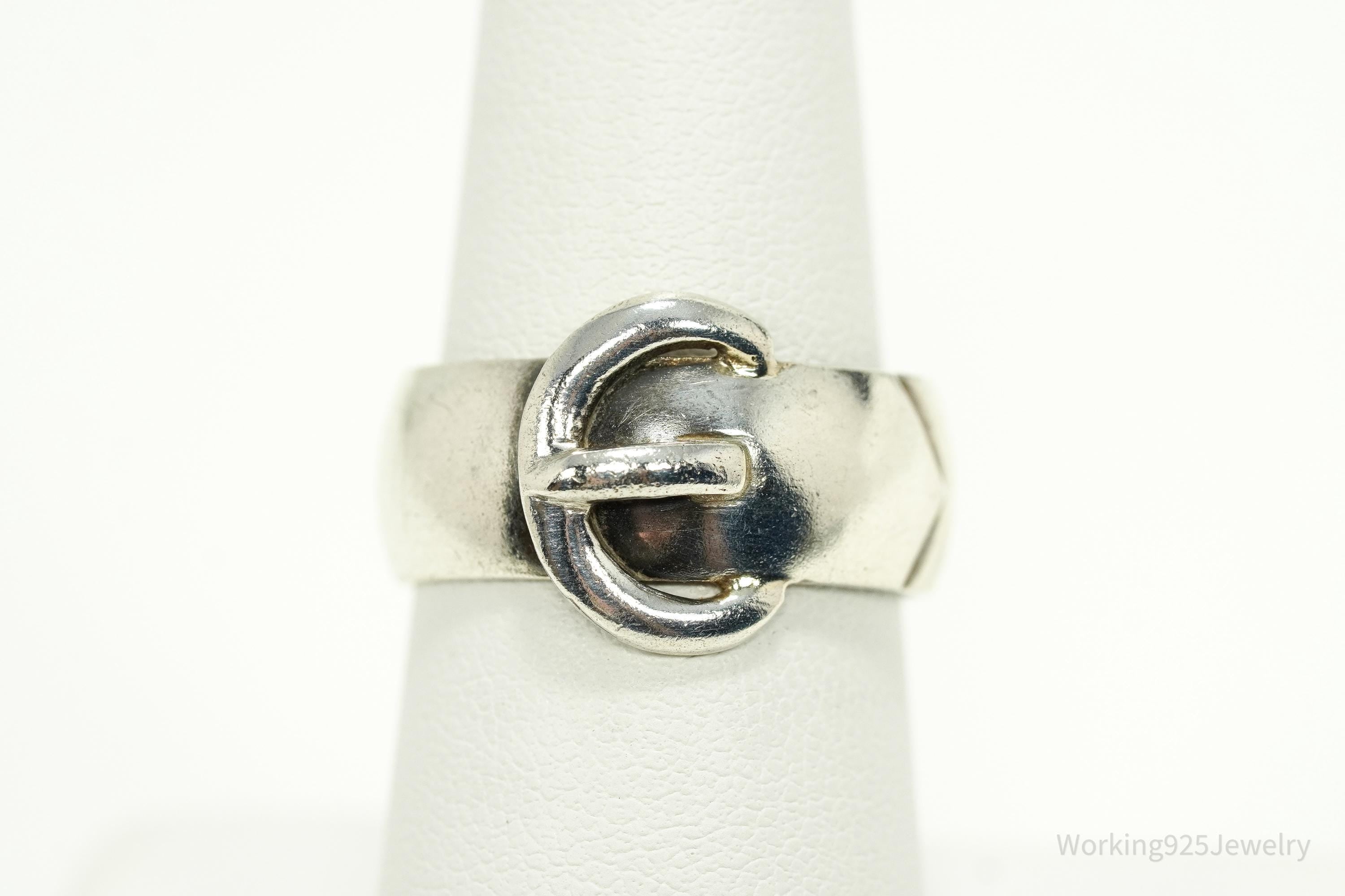 Vintage 1970s Birmingham Buckle Sterling Silver Ring - Size 8.25