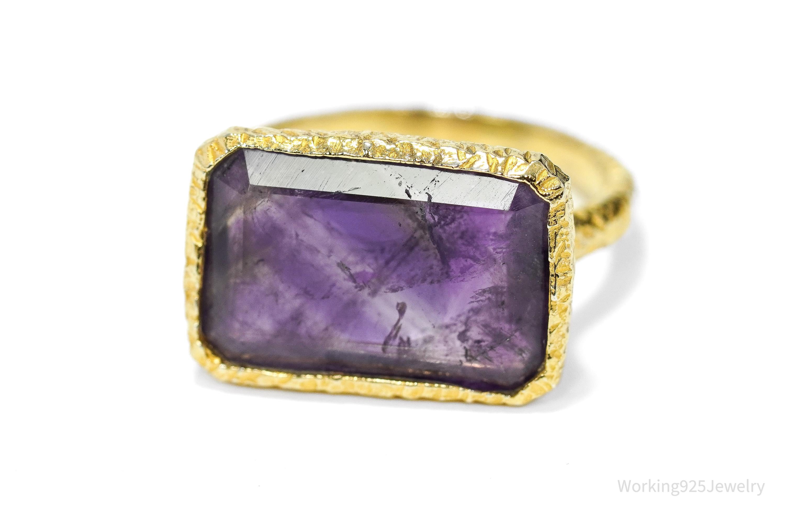 Vintage Purple Amethyst Gold Vermeil Sterling Silver Ring SZ 5.5