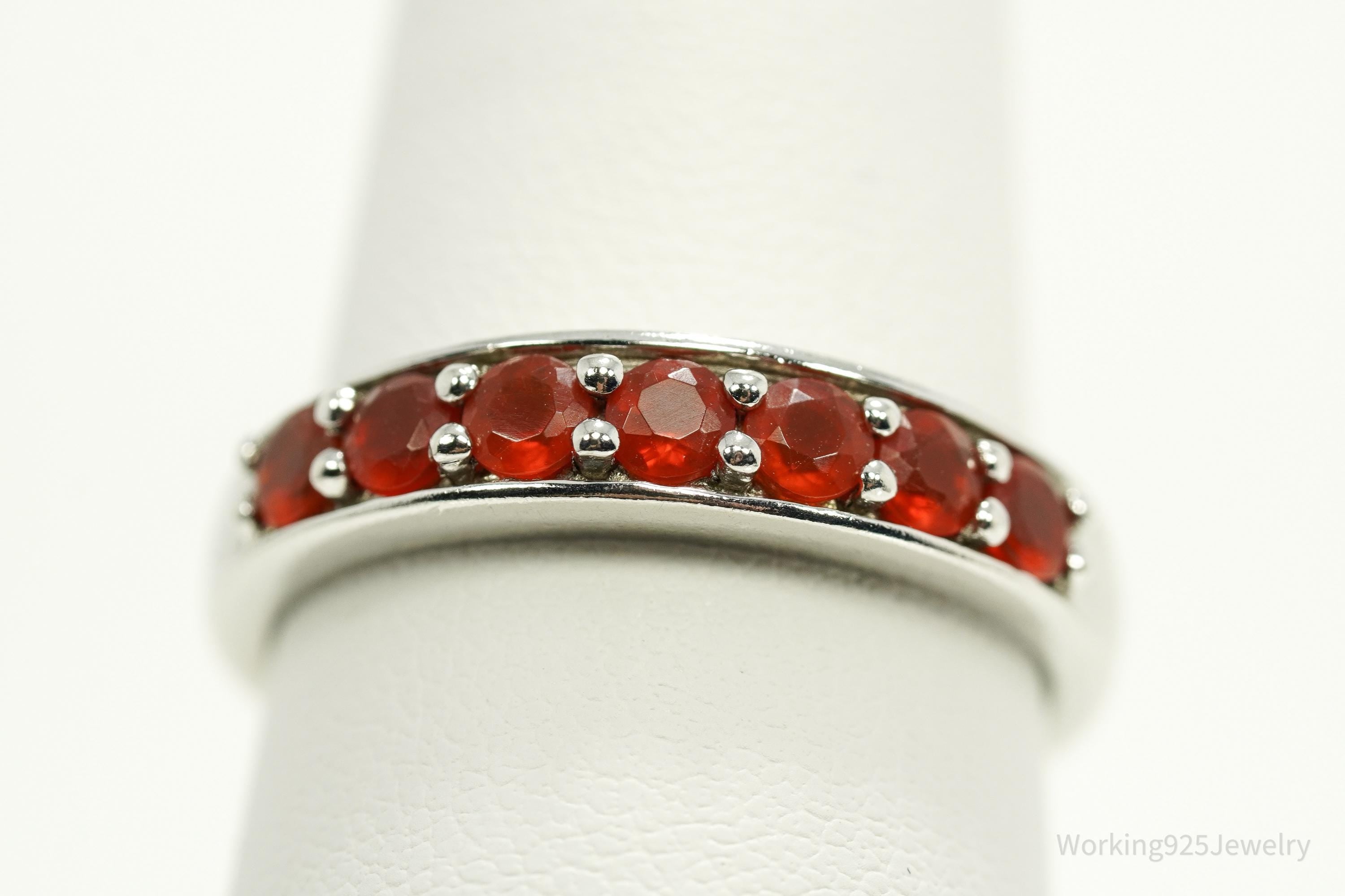 Vintage Orange Fire Opal Sterling Silver Ring - Size 8.25