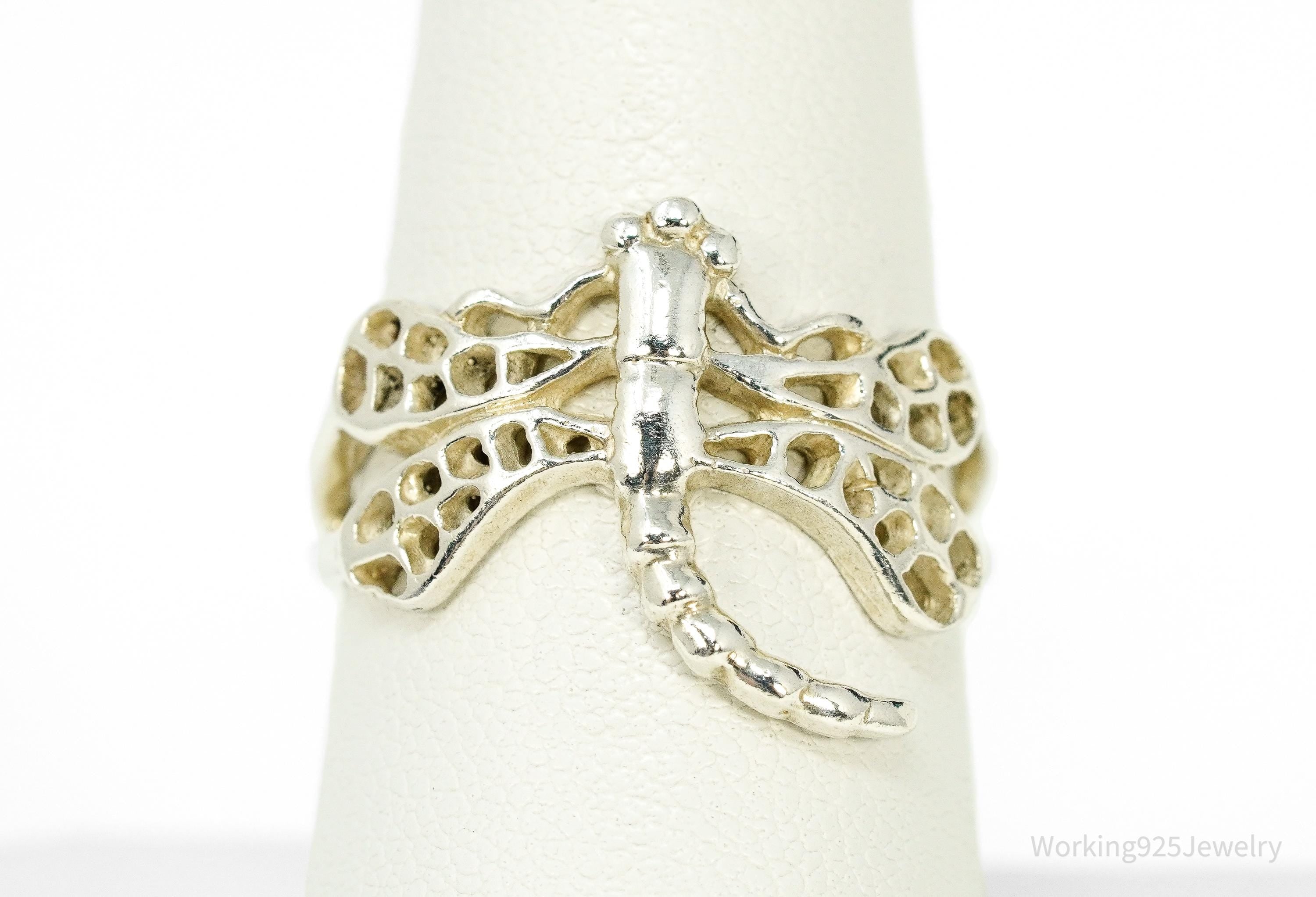 Vintage Dragonfly Sterling Silver Ring - Size 8
