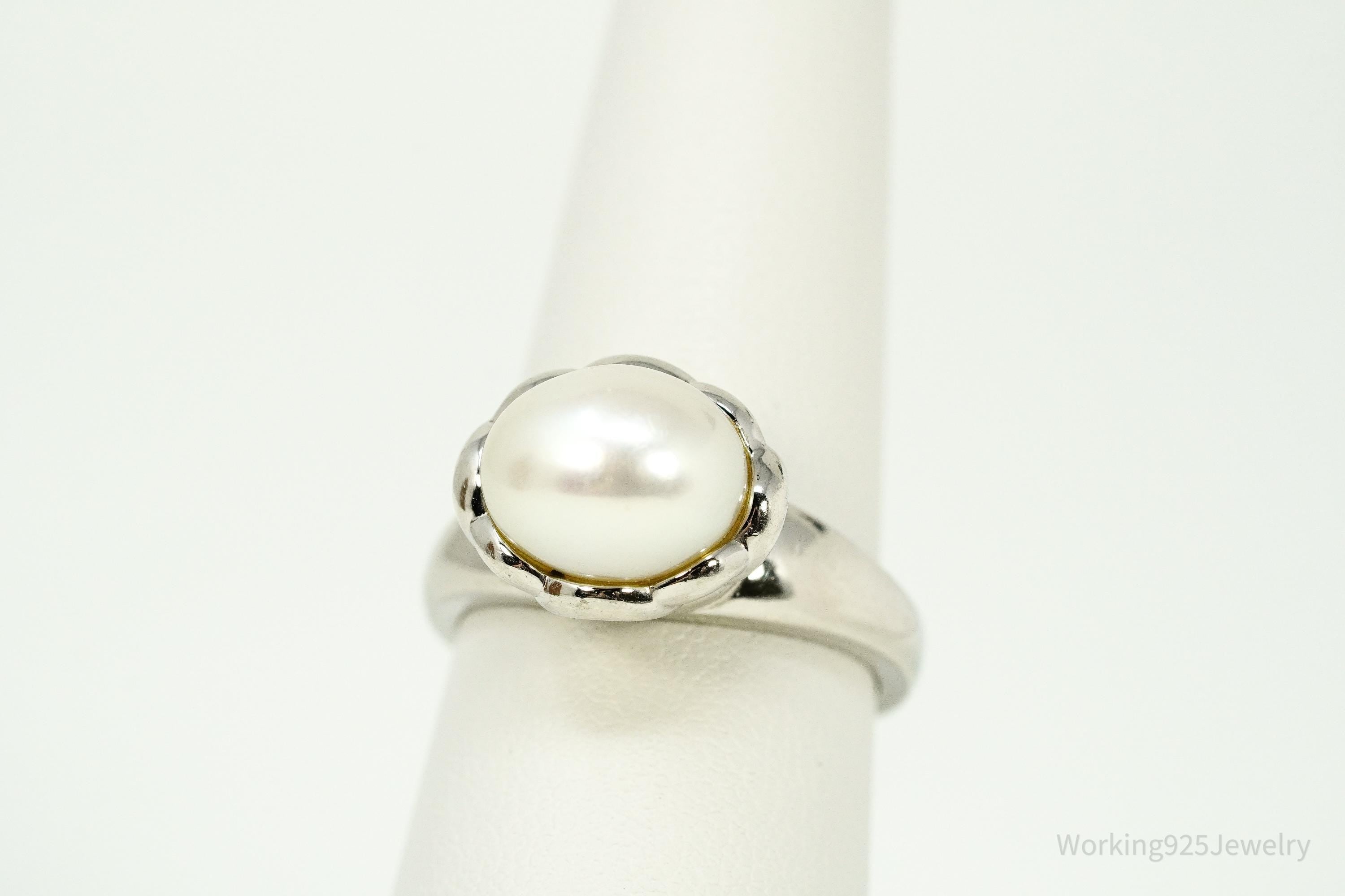 Vintage Honora Pearl Sterling Silver Ring - Size 8