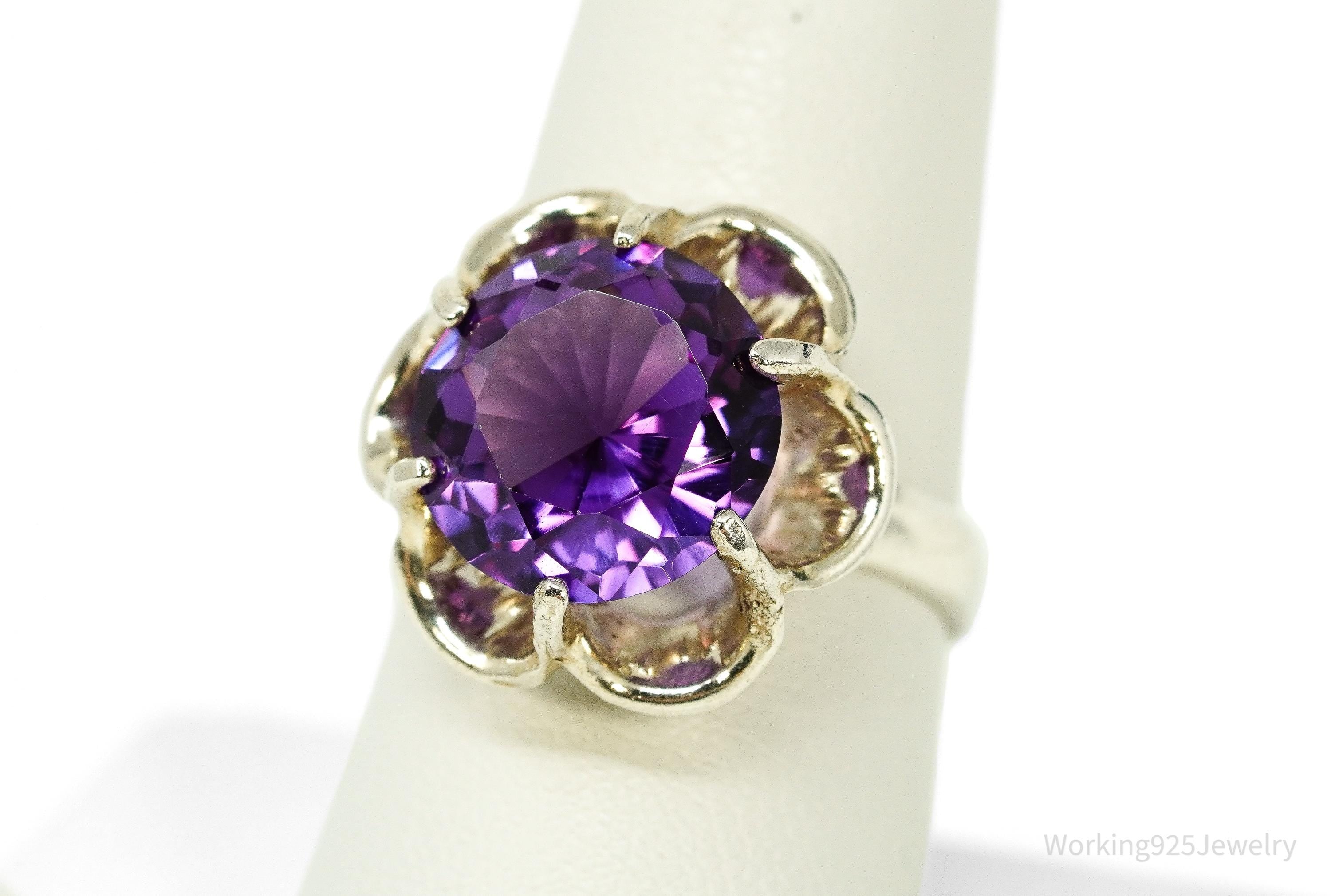 Vintage Color Changing Sapphire Sterling Silver Ring - Size 8.25