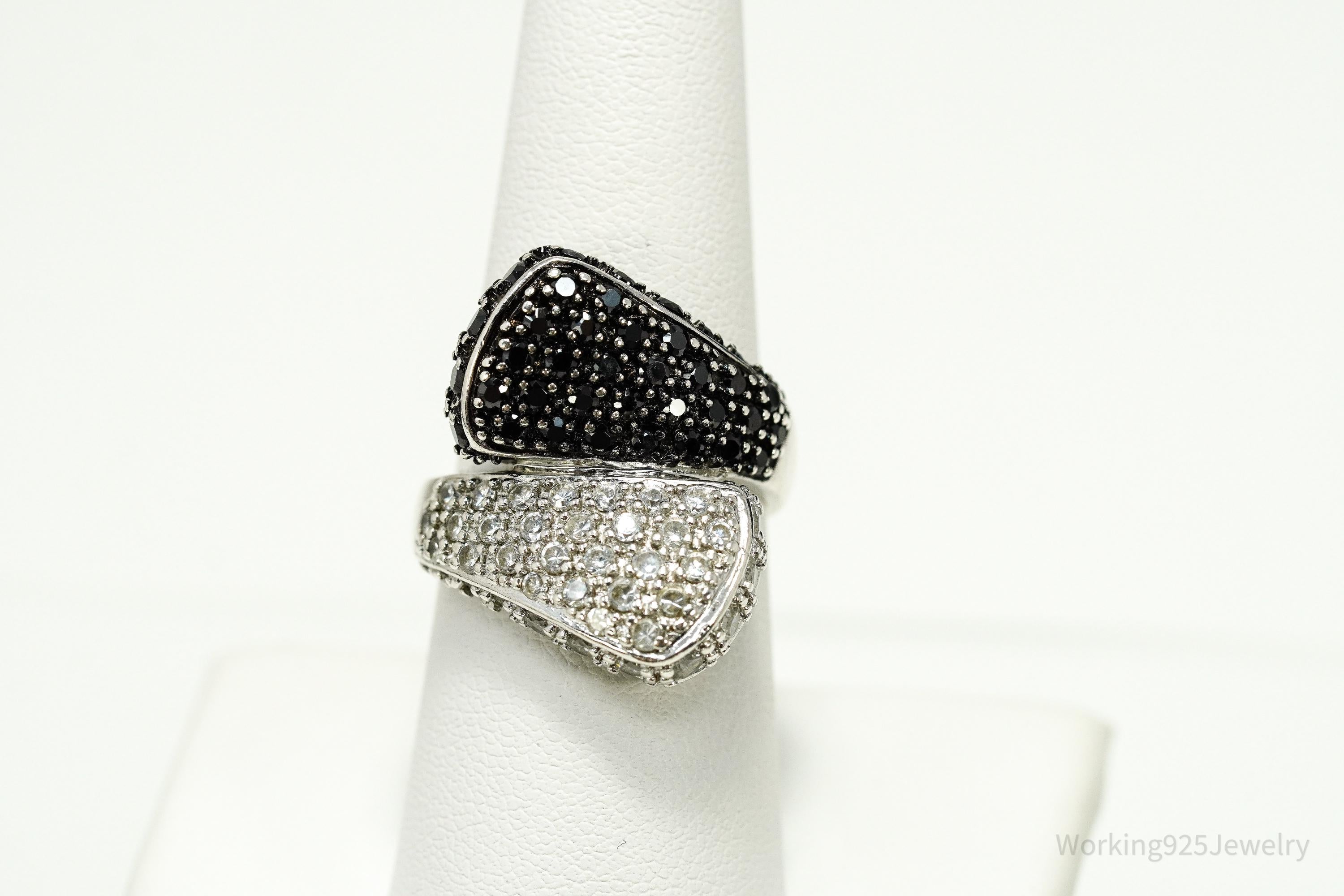 VTG Ross Simons Cubic Zirconia Black Spinel Sterling Silver Ring Size 7.75