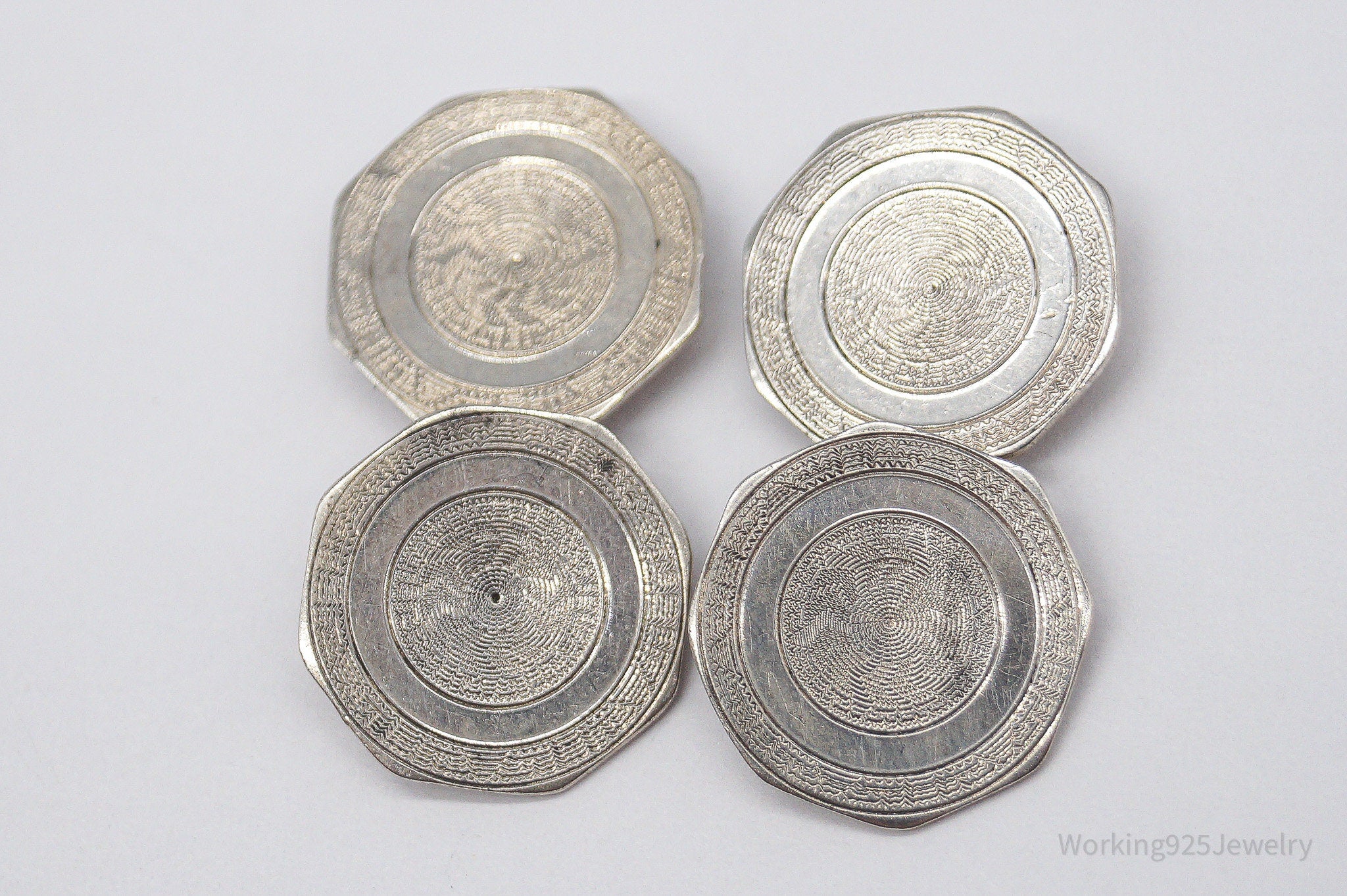 Antique Octagon Sterling Silver Cufflinks