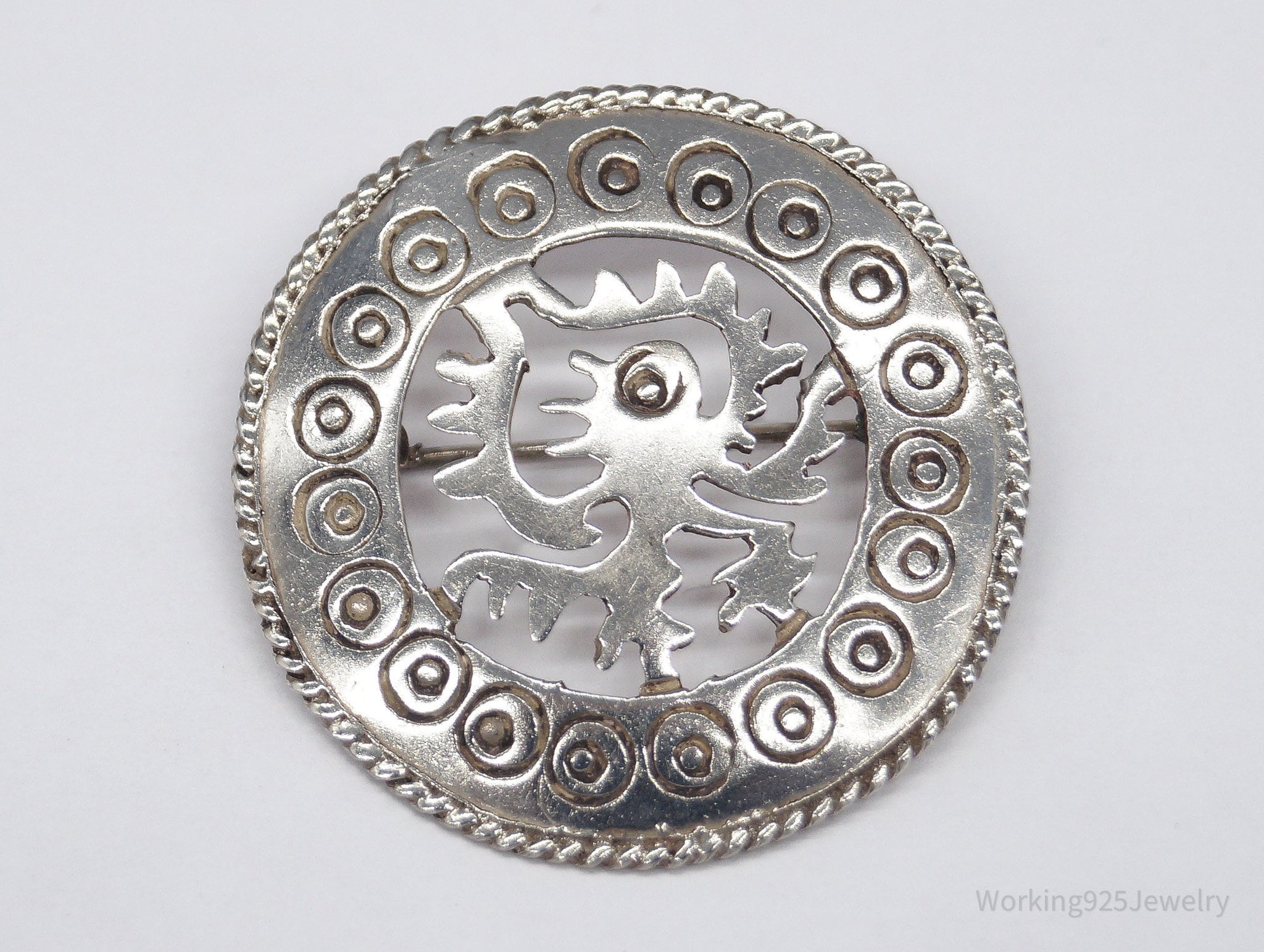 Vintage Mexico Aztec Mayan Ozomatli Monkey Deity Sterling Silver Brooch Pin