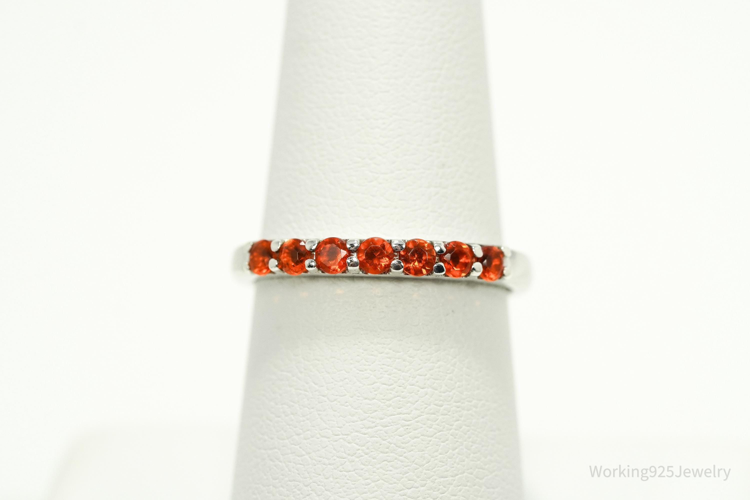 Vintage Orange Fire Opal Sterling Silver Ring - Size 8