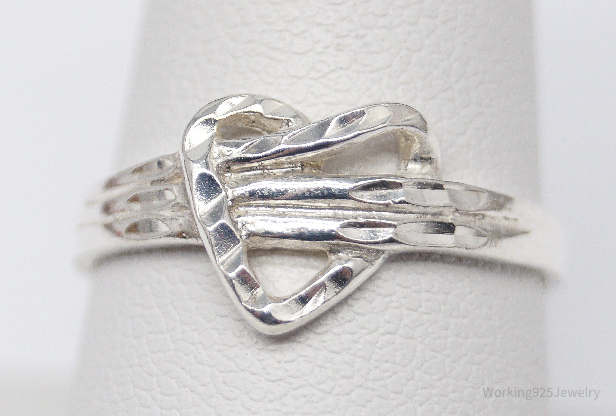 Vintage Heart Sterling Silver Ring - Size 9