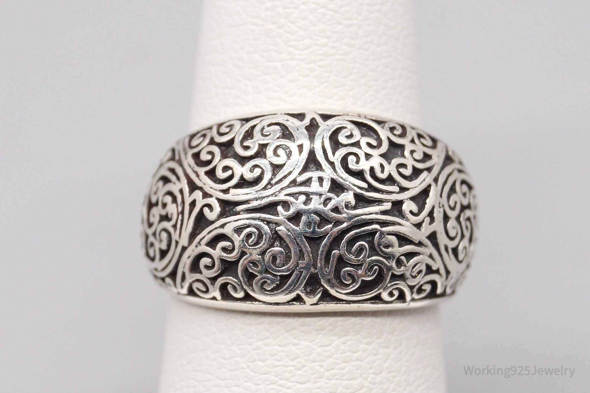 Vintage Ornate Sterling Silver Band Ring - Size 5.5