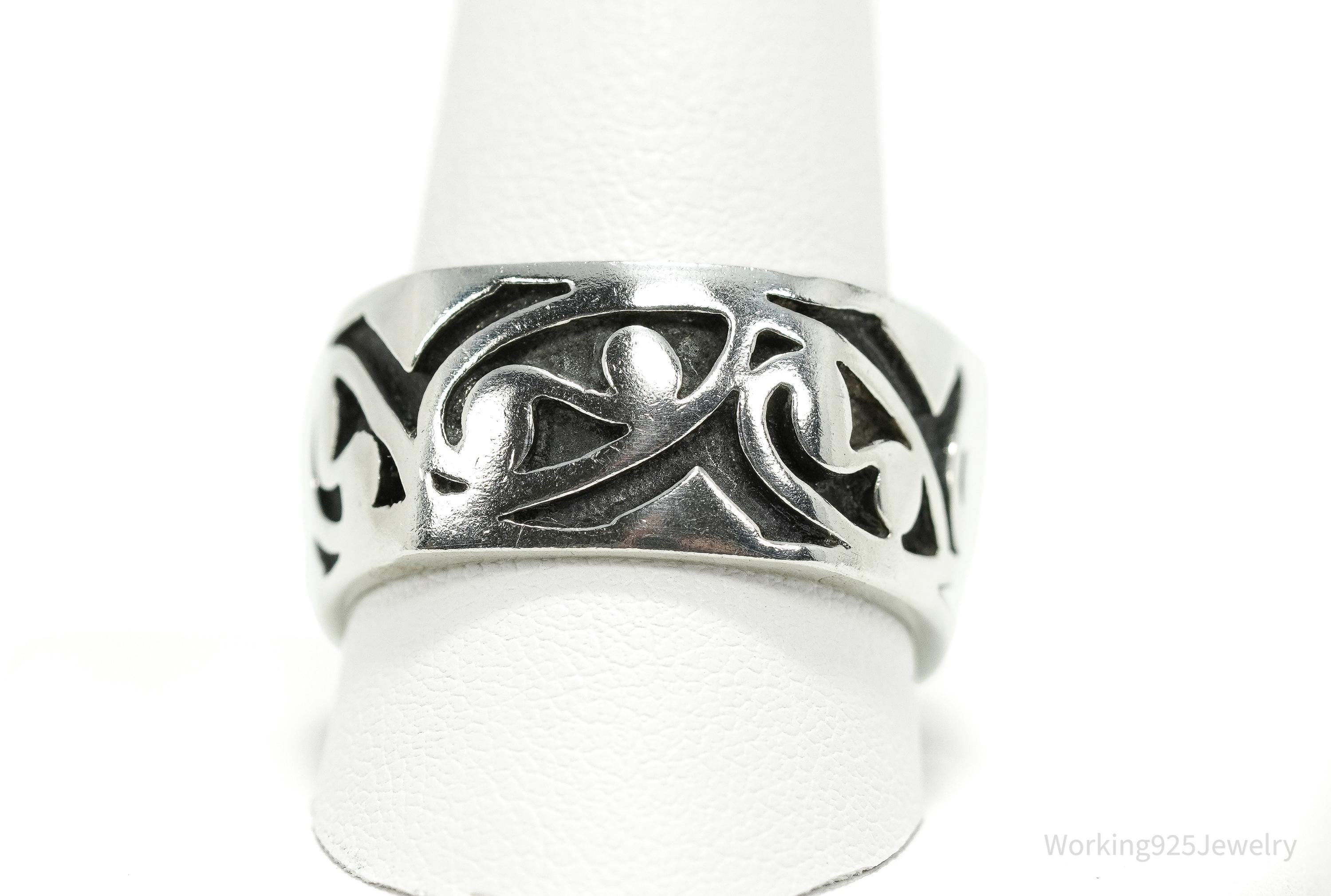 Vintage Tribal Sterling Silver Band Ring Size 11