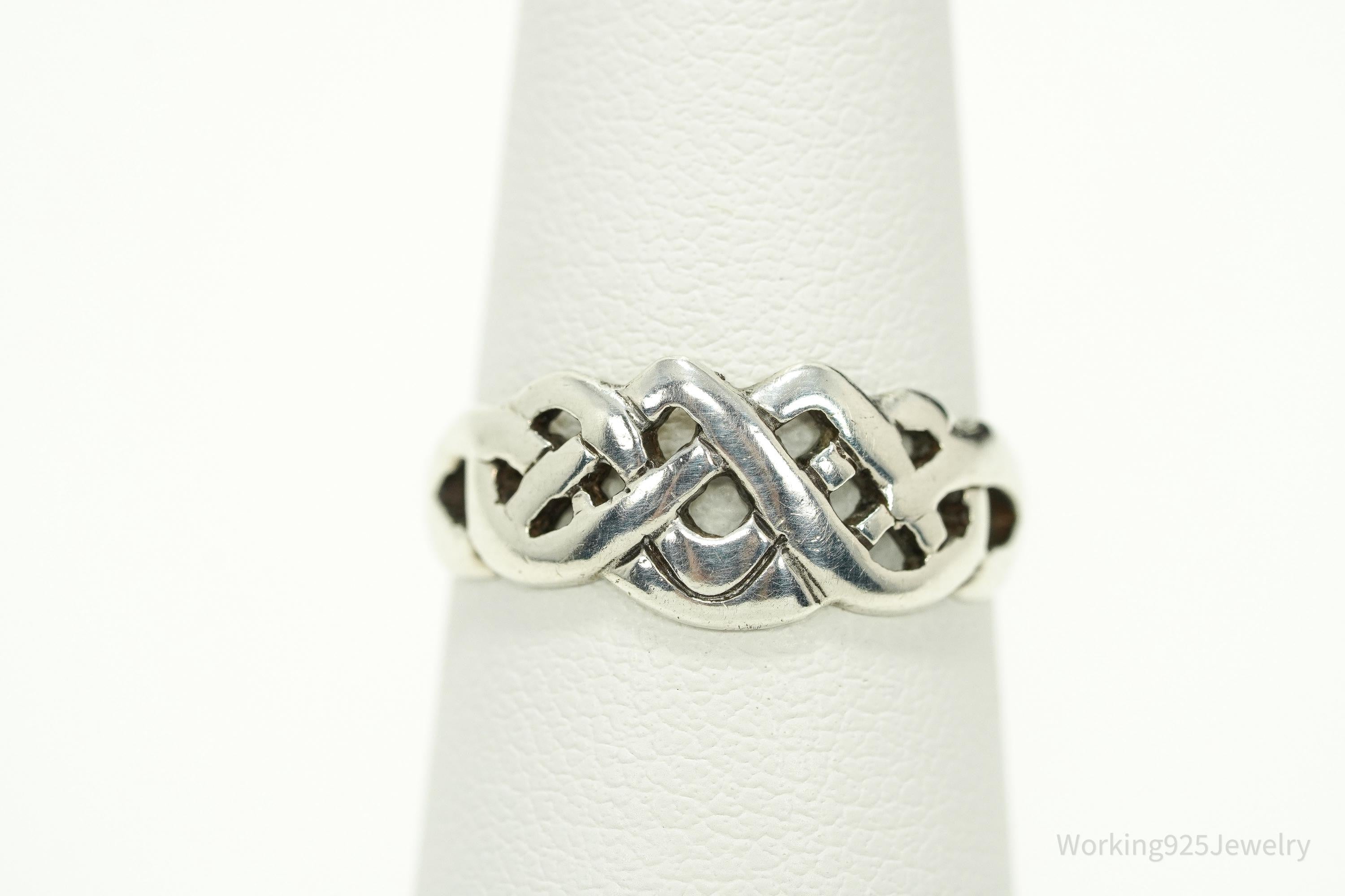 Vintage Irish Celtic Knots Sterling Silver Ring - Size 5.5