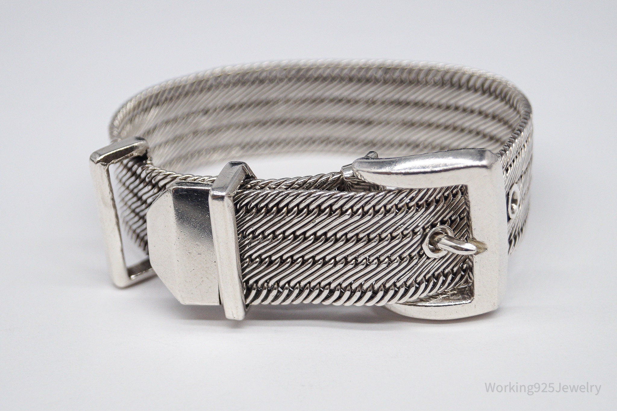 Vintage Designer Lois Hill Buckle Sterling Silver Bracelet - 6 3/8"