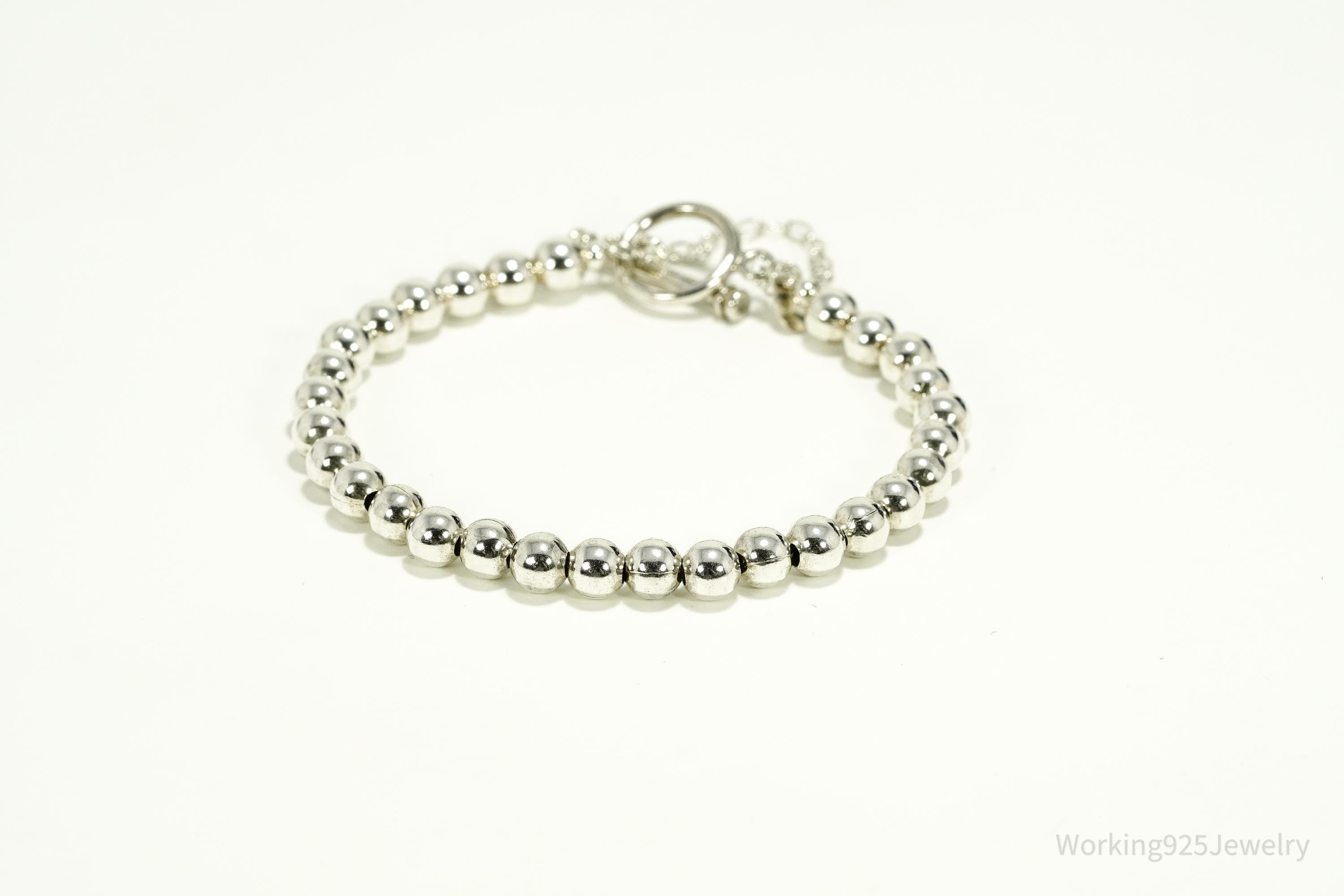 Designer Silpada Retired Ball Beaded Sterling Silver Toggle Bracelet 6.75"