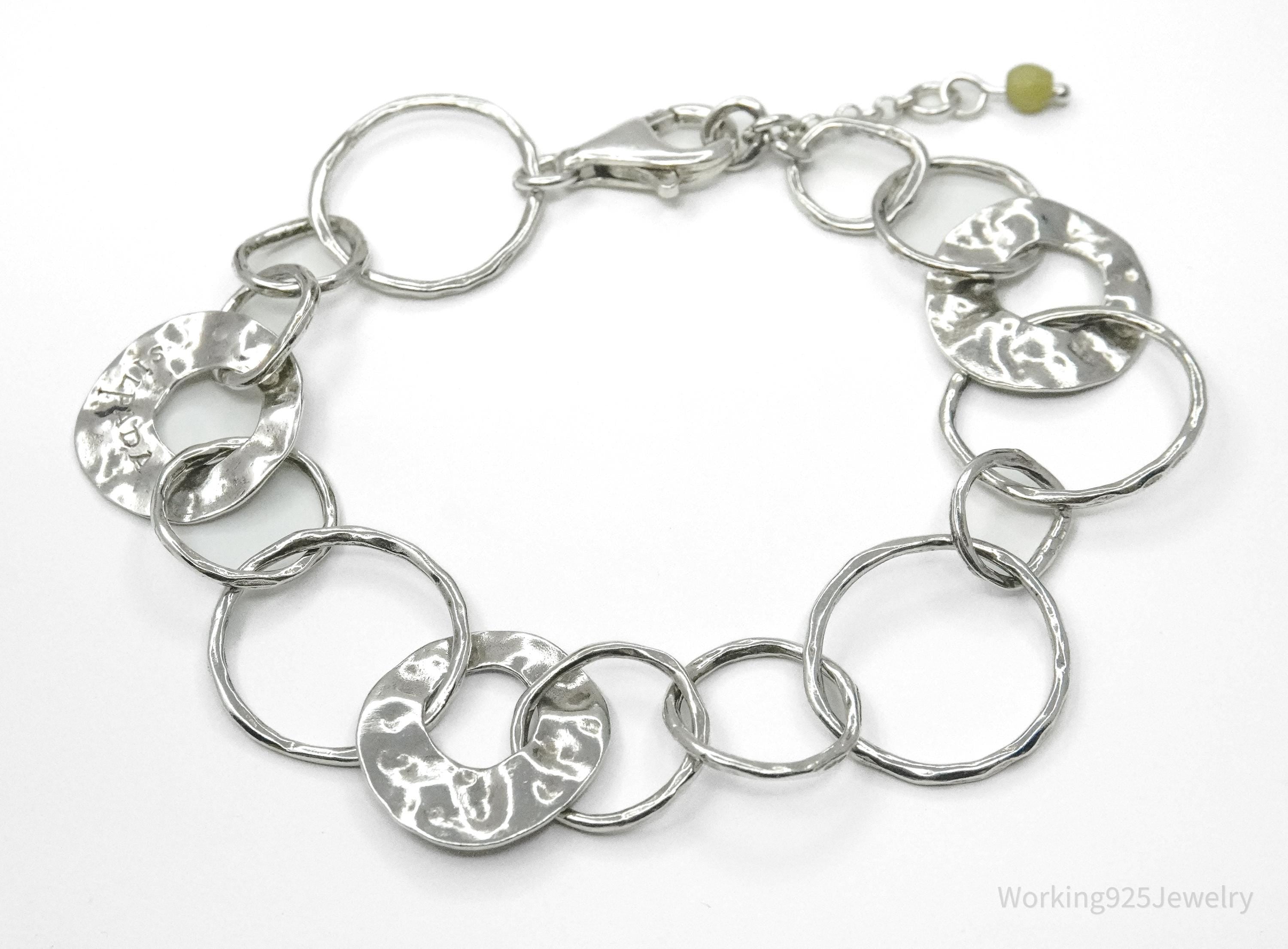 Vintage Designer Silpada Retired Paper Chain Hammered Sterling Silver Bracelet 8.75"