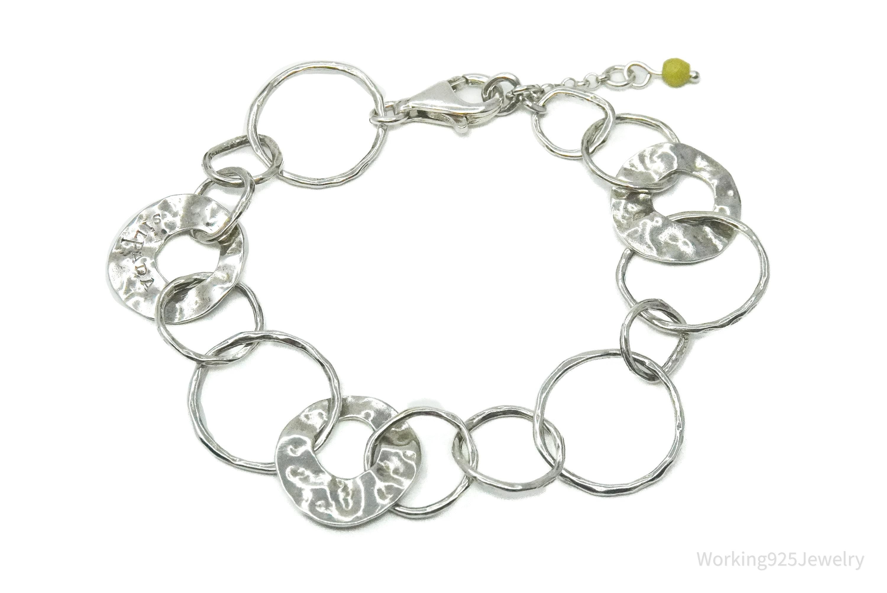 Vintage Designer Silpada Retired Paper Chain Hammered Sterling Silver Bracelet 8.75"