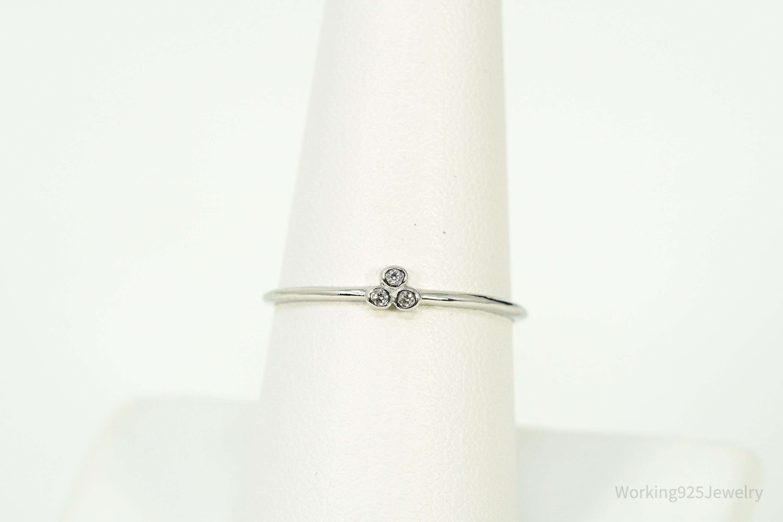 Vintage Cubic Zirconia Sterling Silver Ring Size 8.25