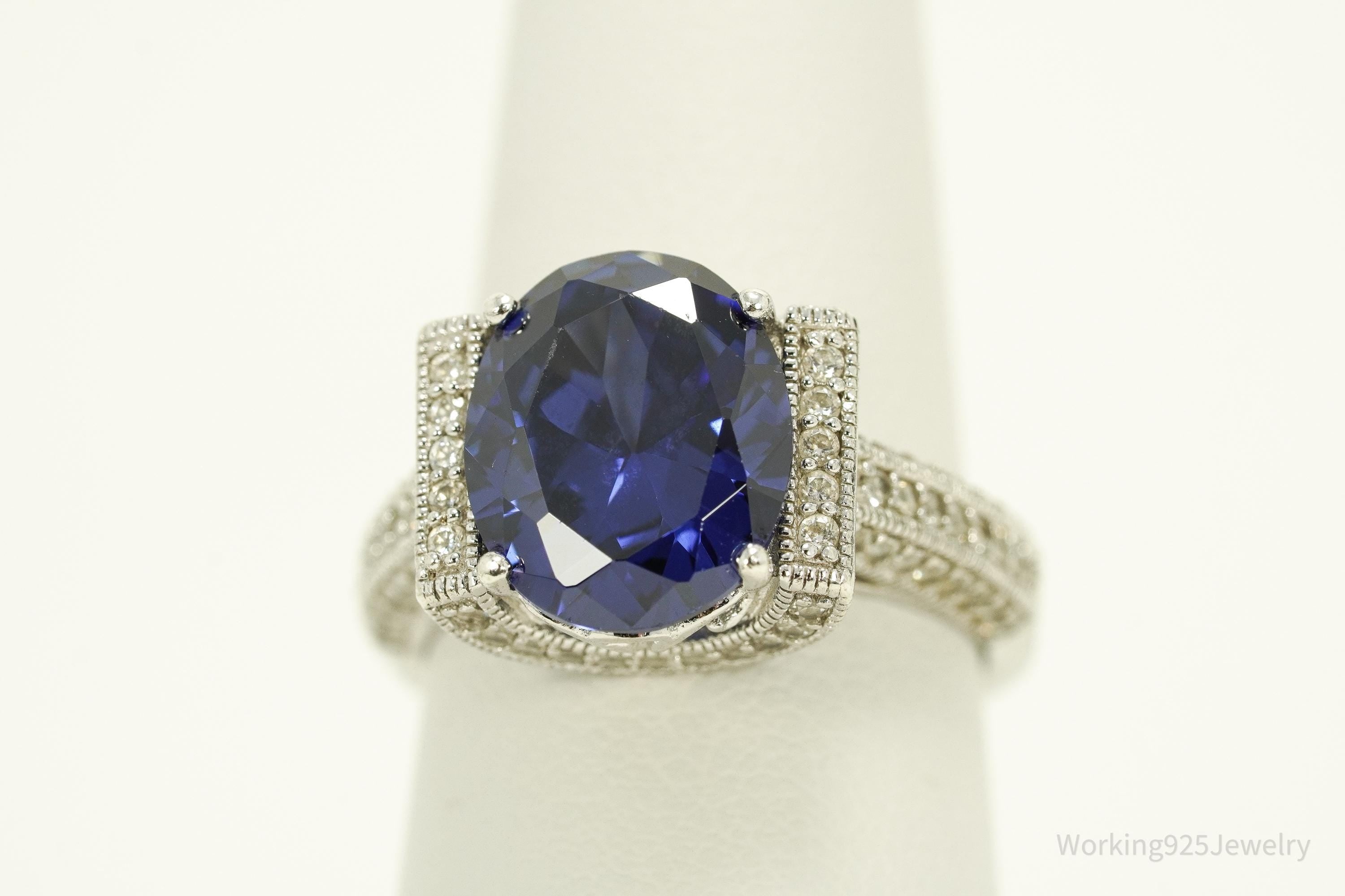 Designer Vanna K Tanzanite Simulant & Cubic Zirconia Sterling Silver Ring - Size 7.25