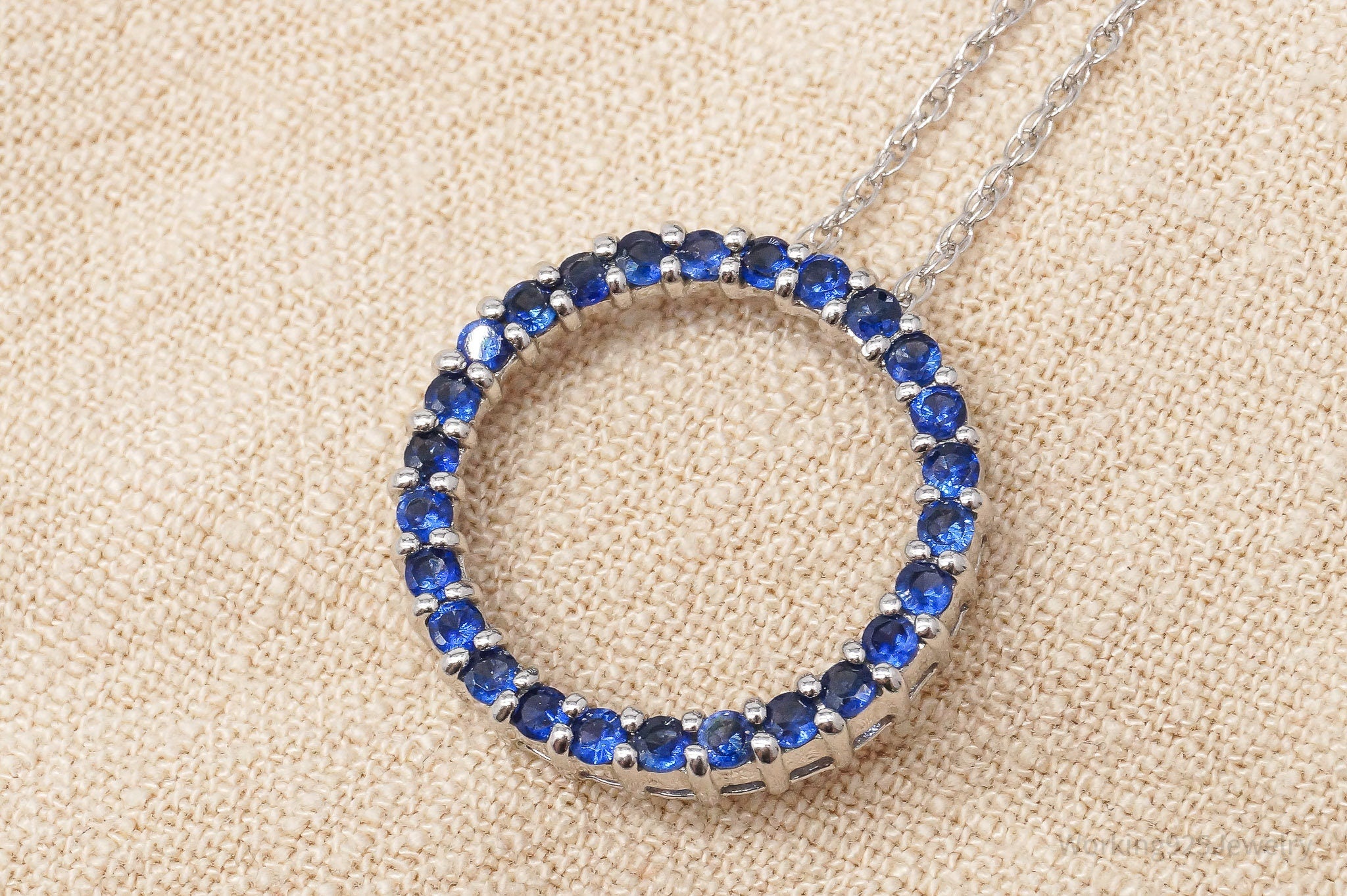 Vintage Sapphire Sterling Silver Necklace 18"