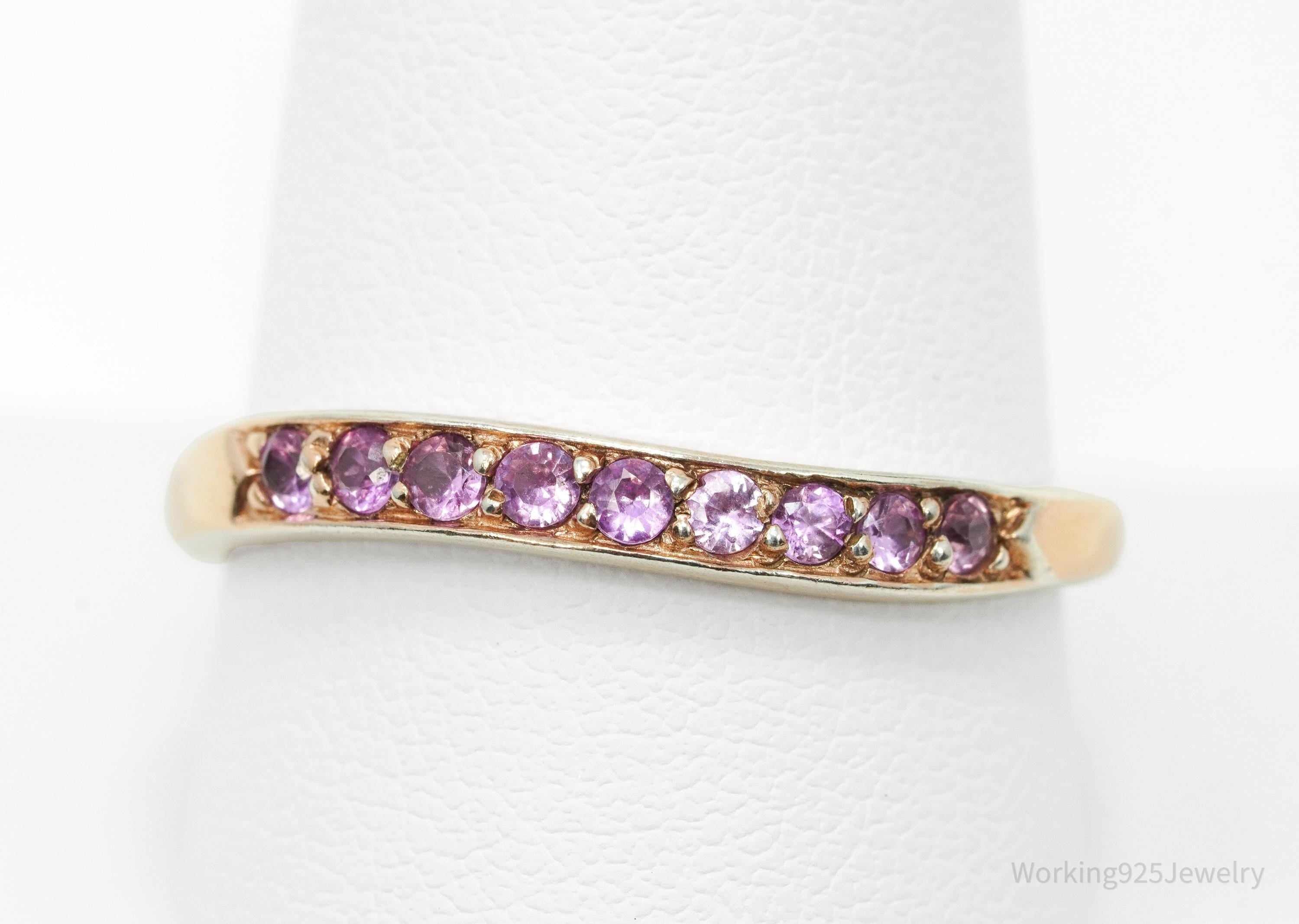 Vintage Ruby Rose Gold Vermeil Sterling Silver Ring - Size 10