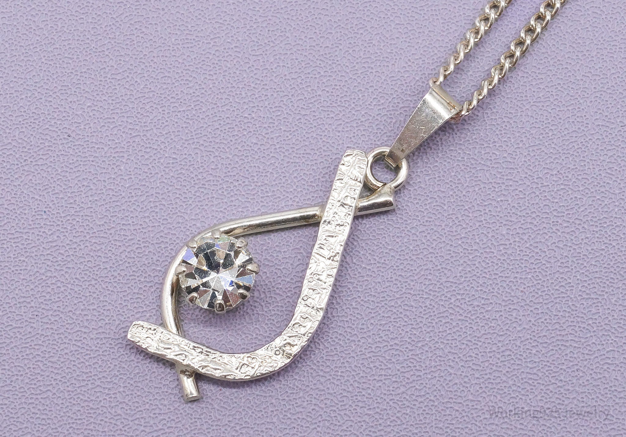 Rare Antique Modernist European Rhinestone 835 Silver Chain Necklace 17"'