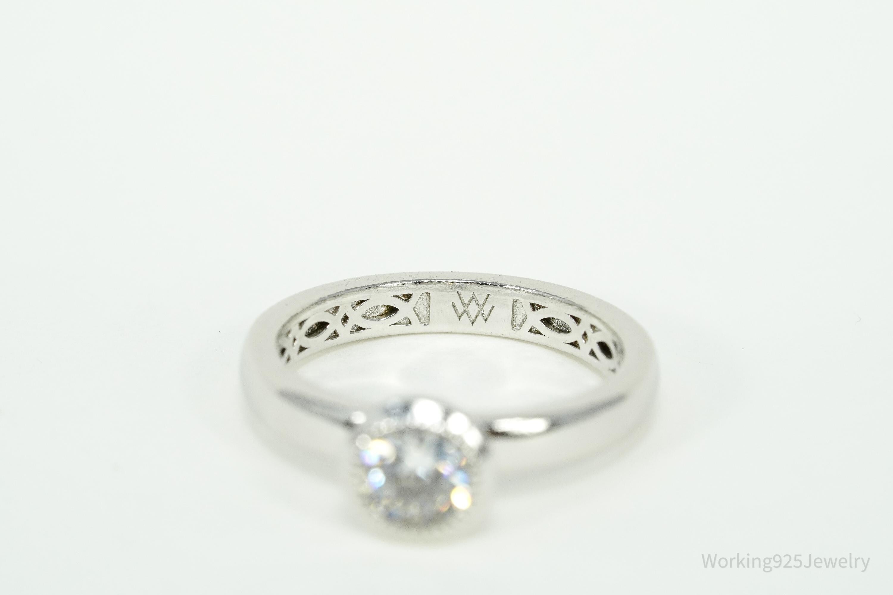 PAJ Cubic Zirconia Rhodium Over Sterling Silver Ring - Size 5