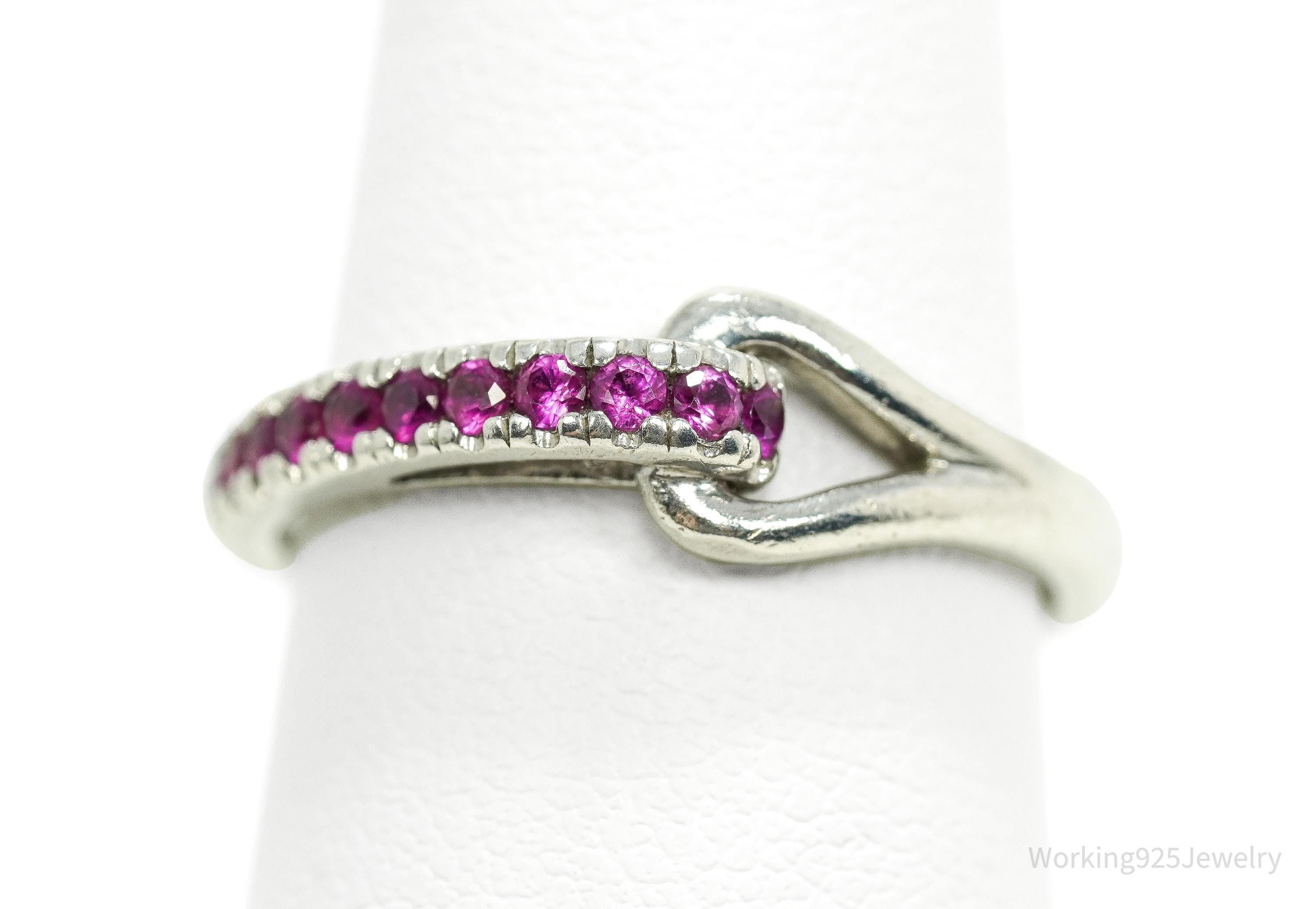 Vintage Ruby Sterling Silver Ring - Size 7