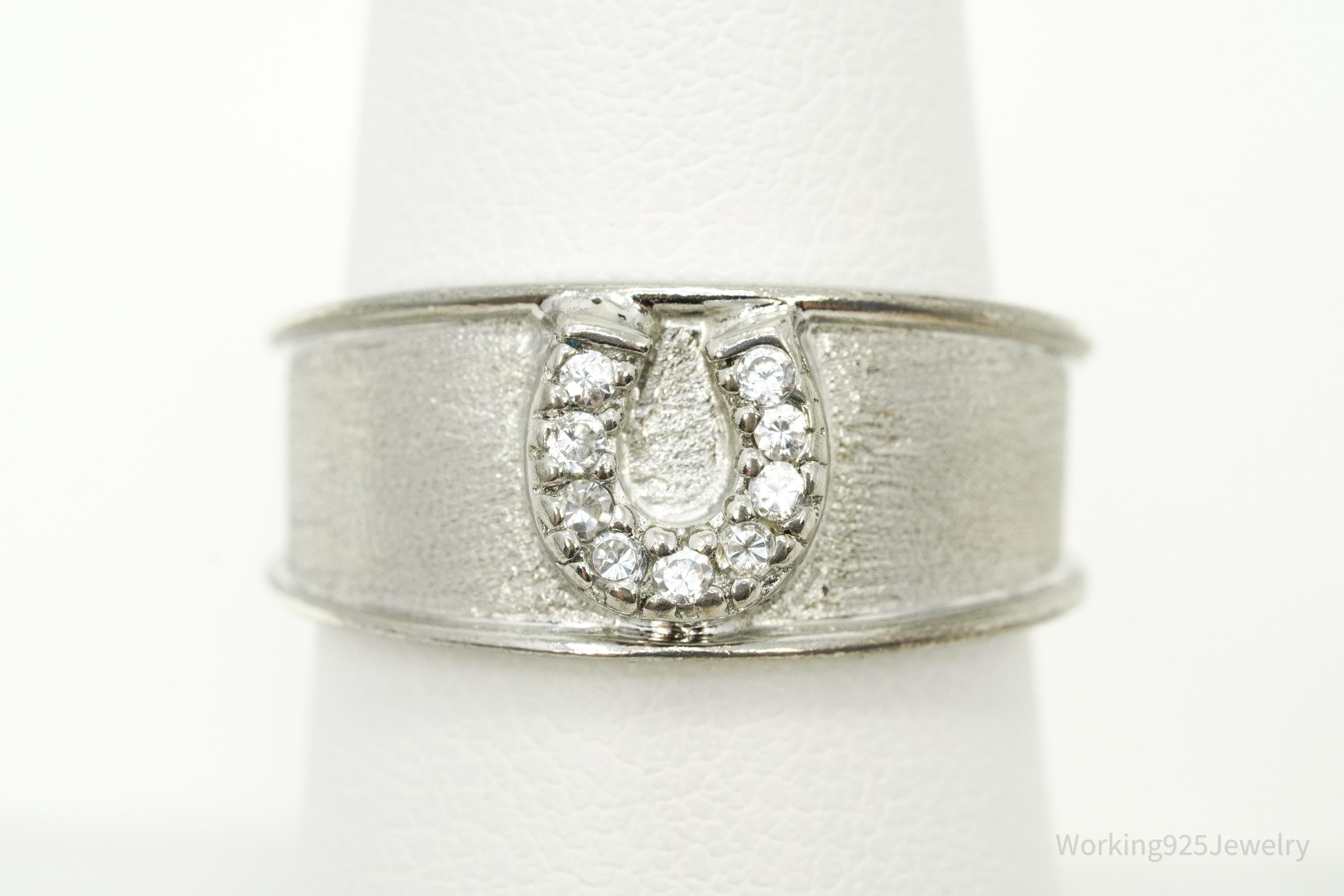 Kelly Herd Cubic Zirconia Horseshoe Sterling Silver Ring - Size 7.25