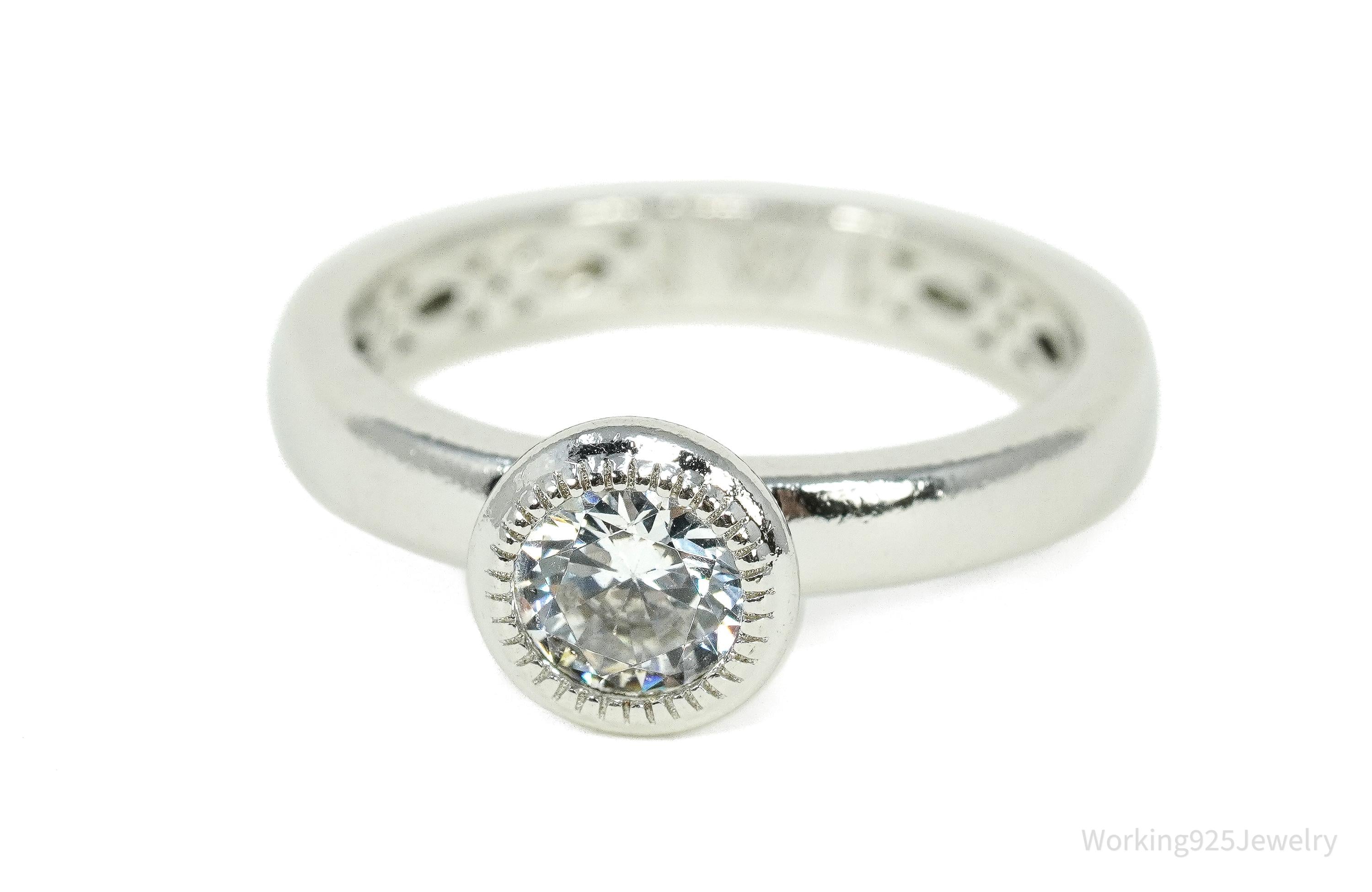 PAJ Cubic Zirconia Rhodium Over Sterling Silver Ring - Size 5