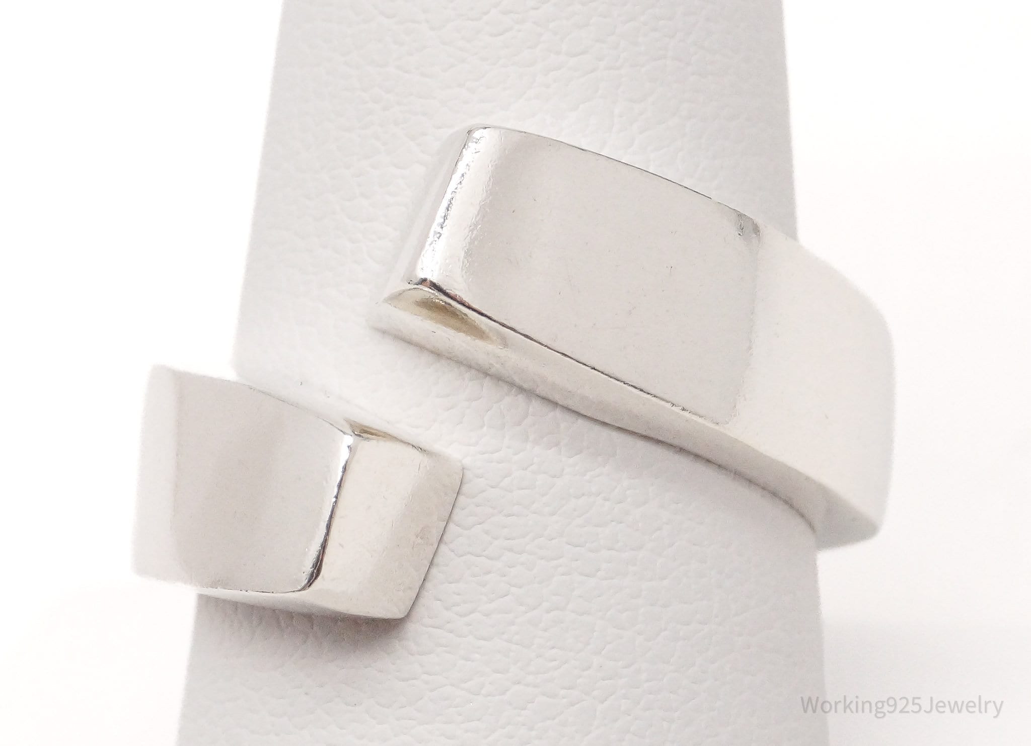 Vintage Modernist Style Sterling Silver Wrap Ring Size 9