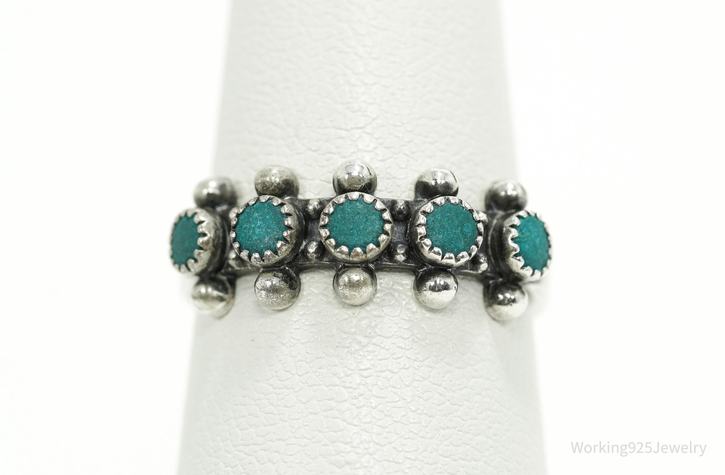 Vintage Native American Turquoise Sterling Silver Ring - Size 7