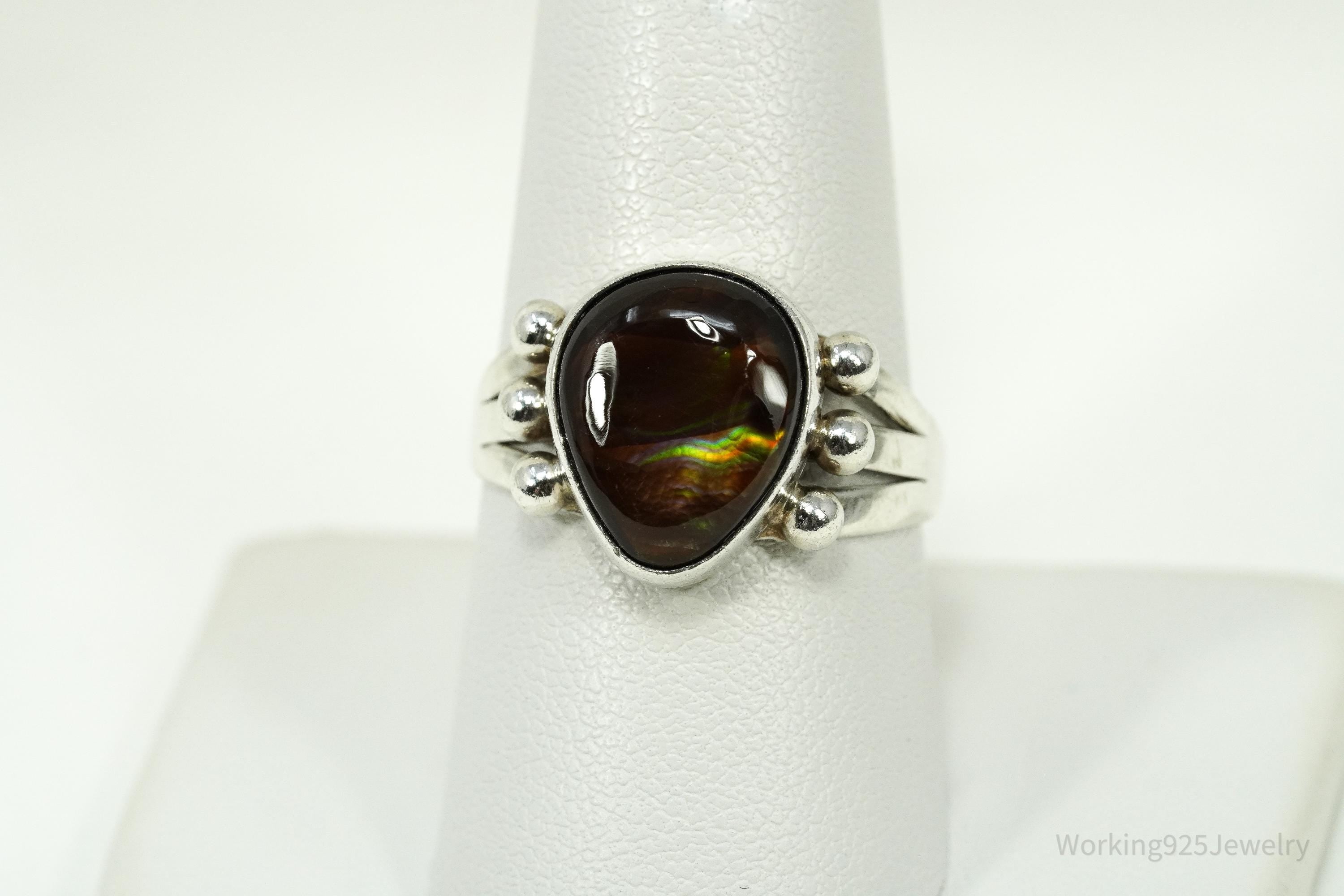 Vintage Mexico Fire Agate Sterling Silver Ring - Size 9