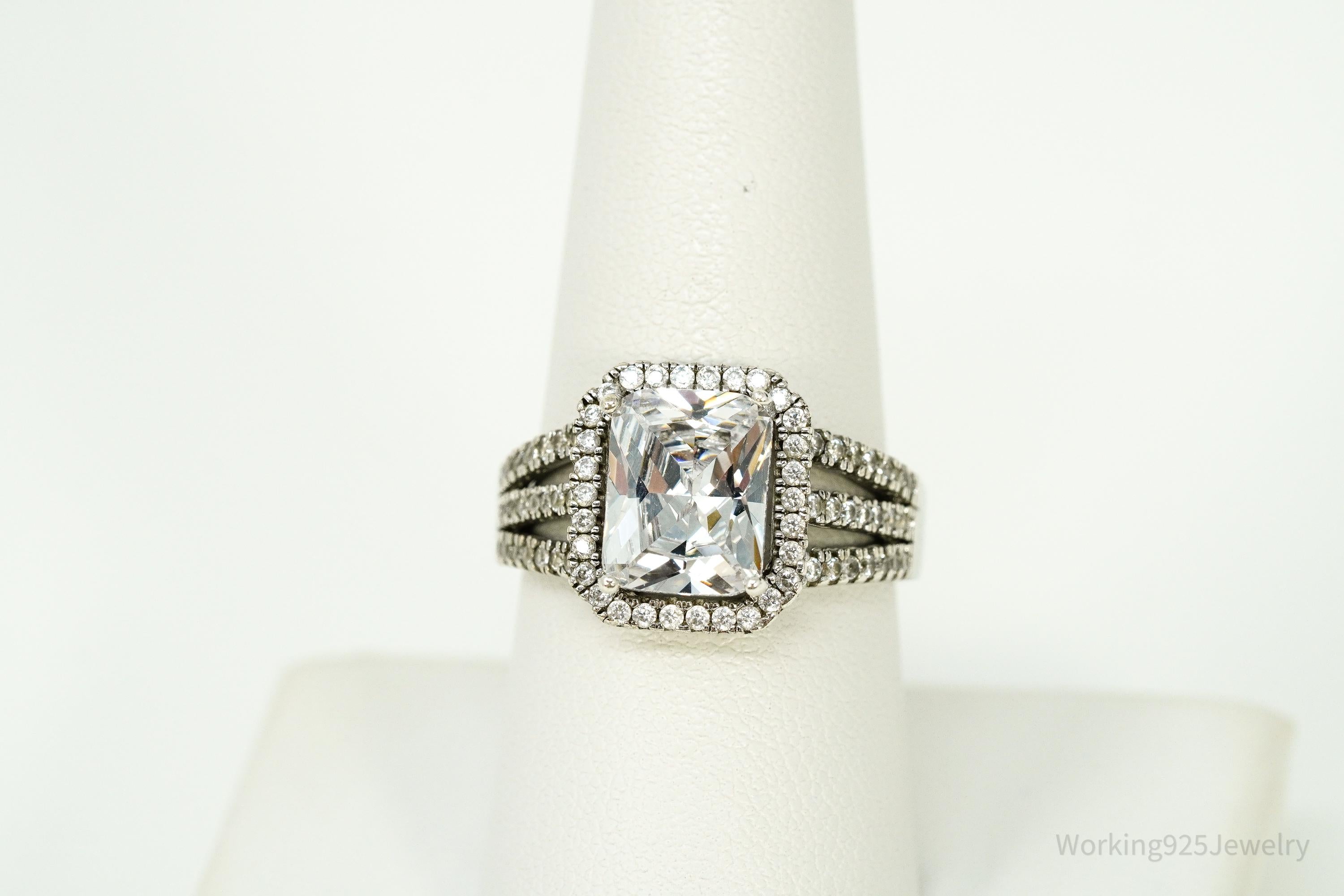 Vintage Cubic Zirconia Sterling Silver Ring Size 8.25