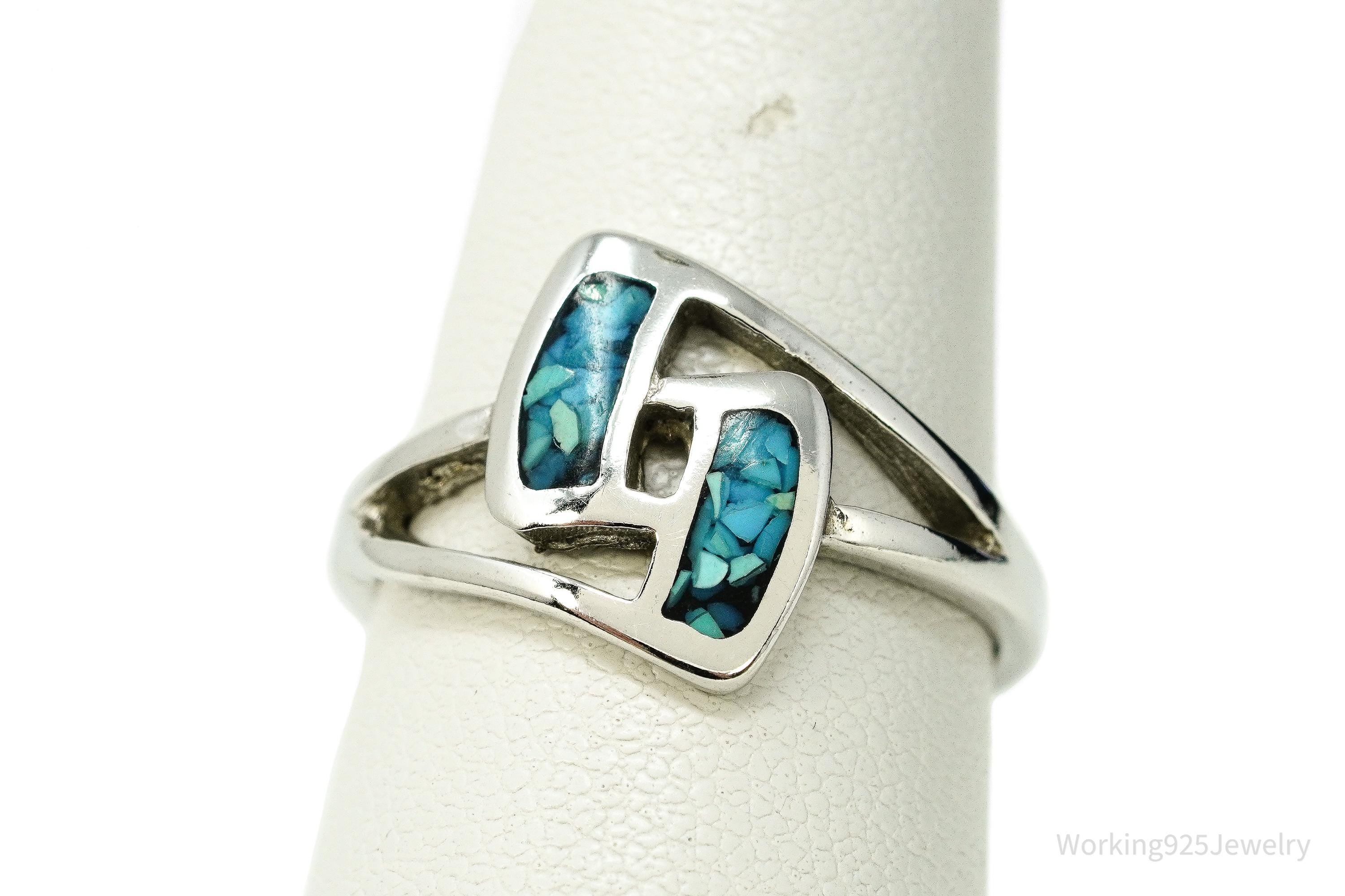 Vintage Native American Turquoise Sterling Silver Ring - Size 7