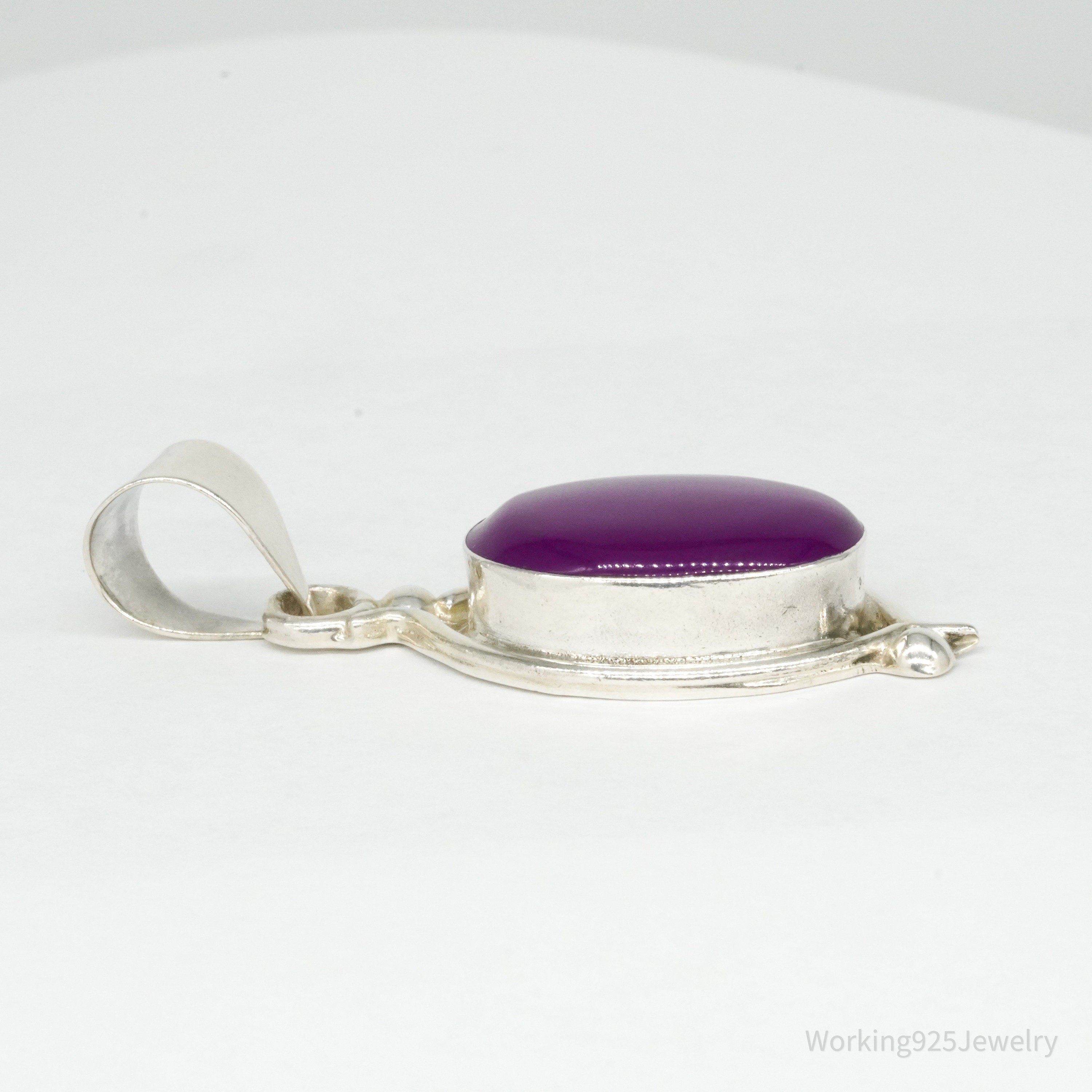 Vintage Large Mexico Modernist Sugilite Sterling Silver Pendant 2 5/16"