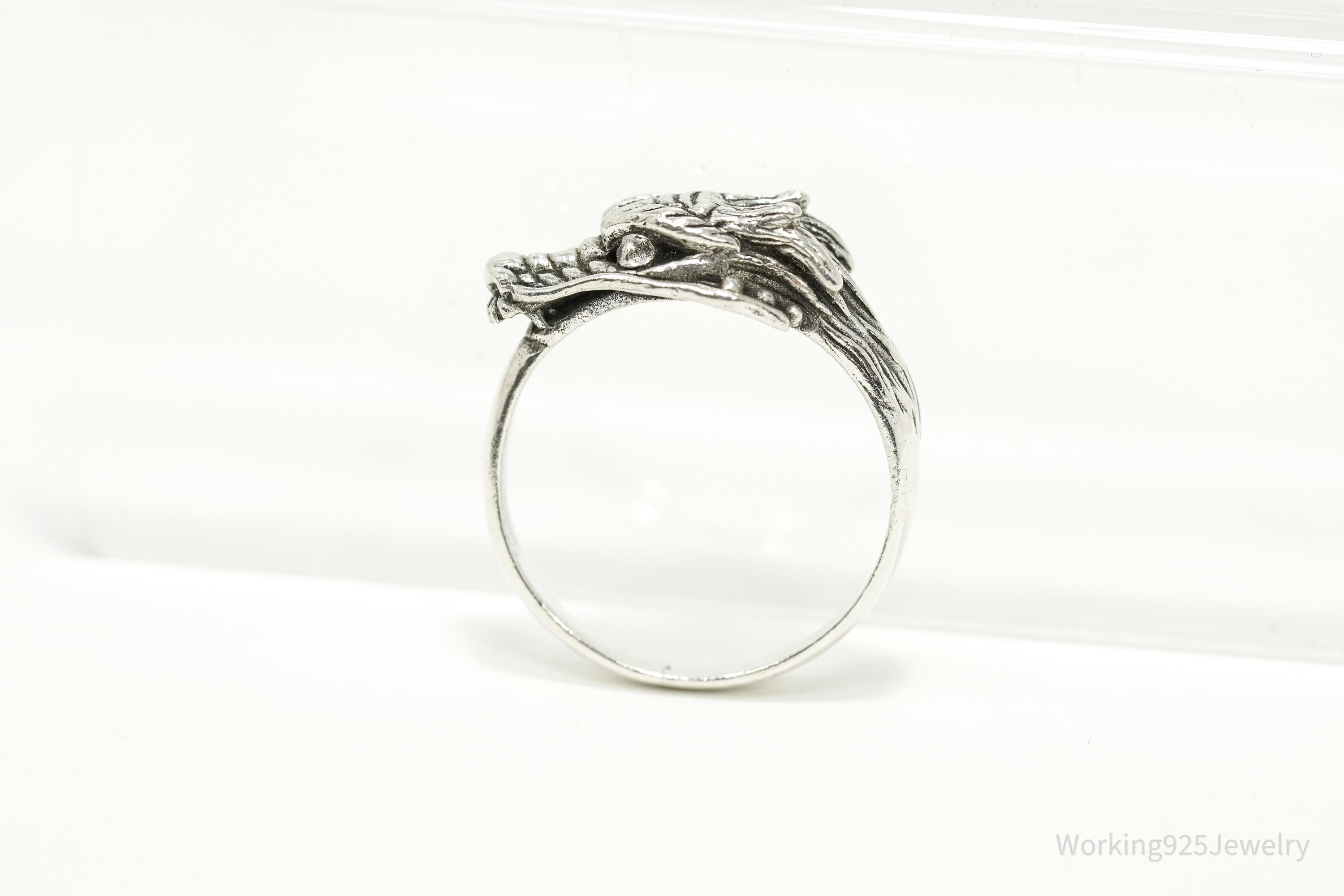 Vintage Dragon Head Sterling Silver Ring - Size 10.25